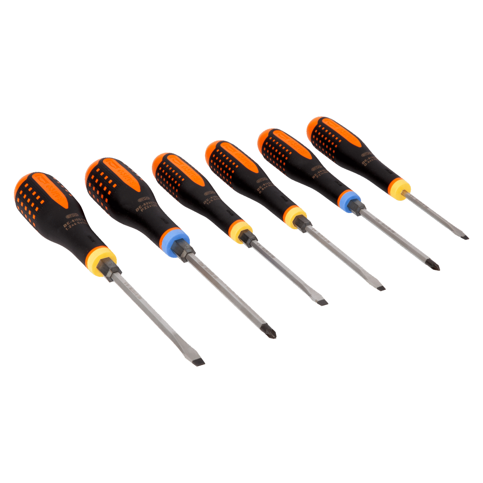 Jeu de tournevis lame traversante ERGO vis à fente/Pozidriv/6 pans 6 pcs avec poignée choc BAHCO - BE-9882TB