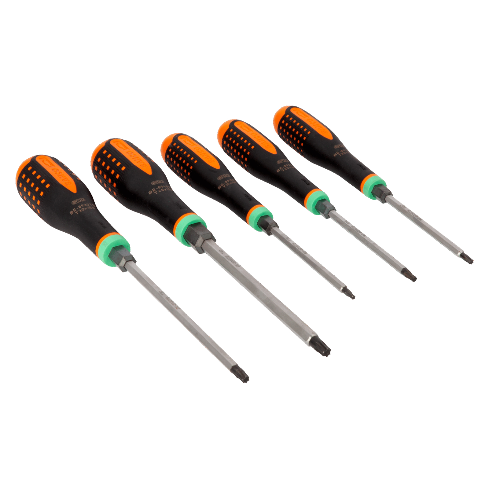 Jeu de tournevis TORX à lame traversante ERGO 5 pcs avec poignée choc BAHCO - BE-9885TB
