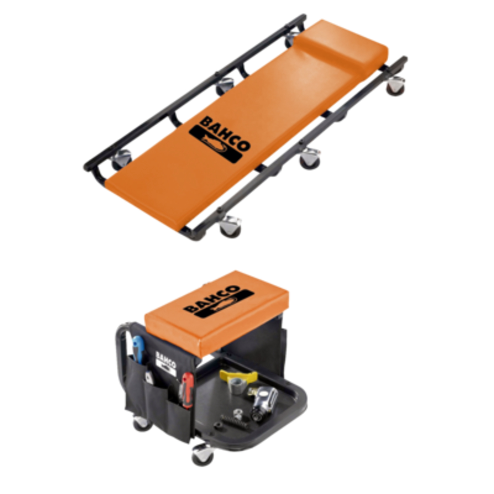 Kit chariot visite 116 kg et tabouret 100 kg avec rangements BAHCO - BLE304