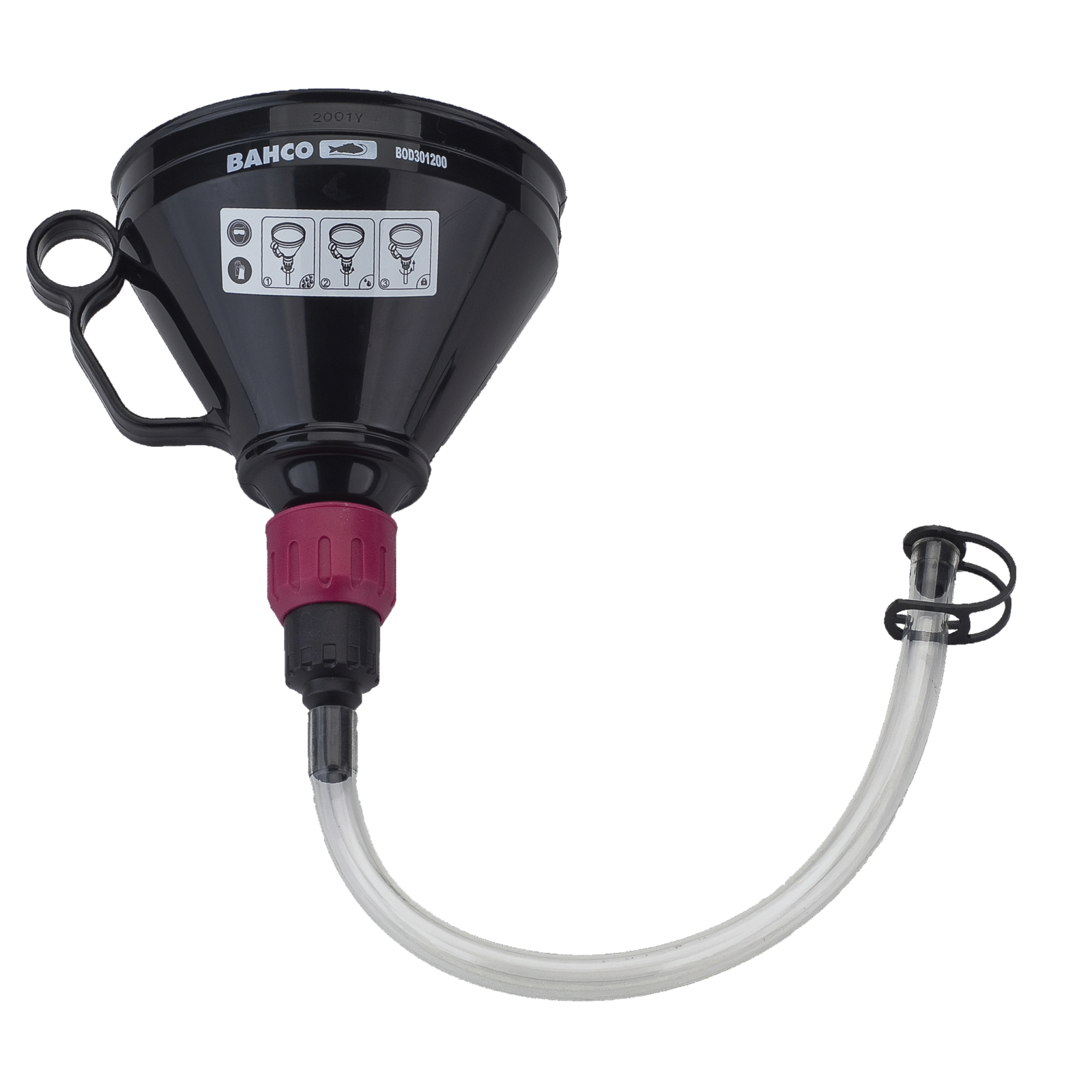 Entonnoir huile 1,2 L avec flexible PVC 400 mm diamètre 16 mm BAHCO - BOD301200