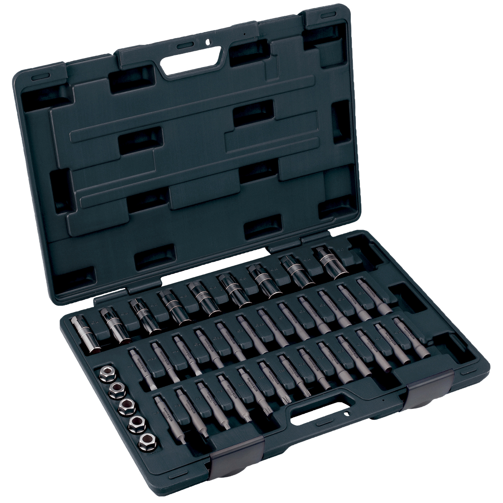 Coffret de révision amortisseurs 39 pièces acier CrV McPherson avec boîtier BAHCO - BS100022