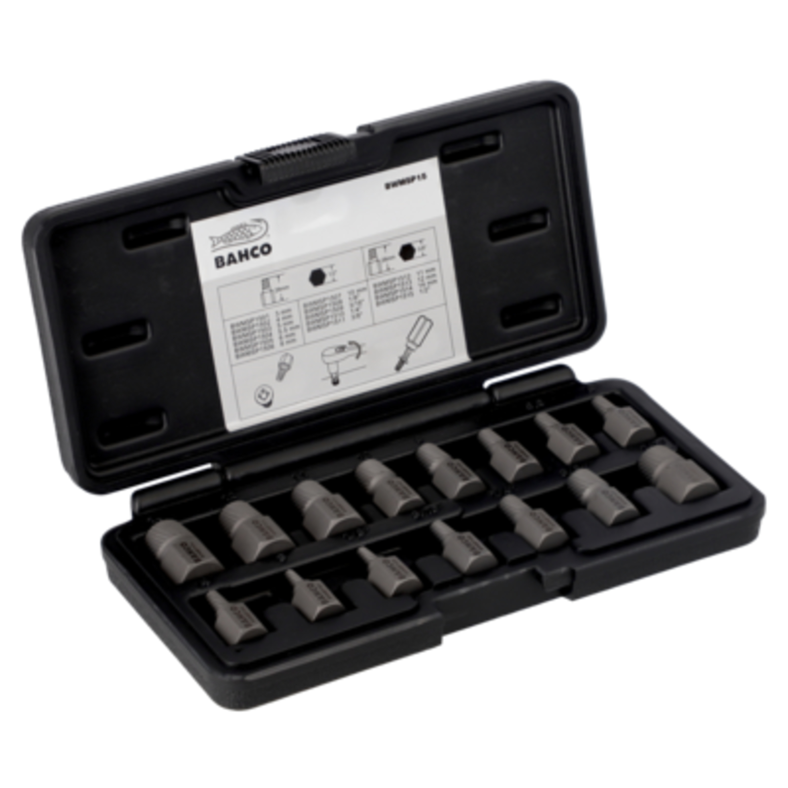 Jeu d’extracteurs de goujons 15 pièces 110 x 250 x 40 mm BAHCO - BWMSP15
