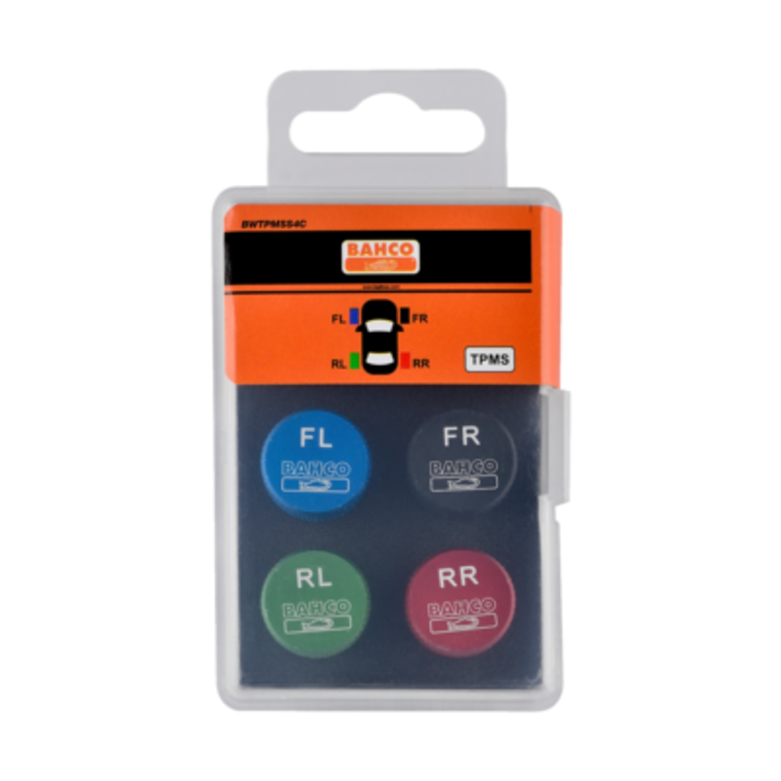 Capuchons dégonflement buses pneu codés couleurs avec caisse plastique BAHCO - BWTPMSS4C