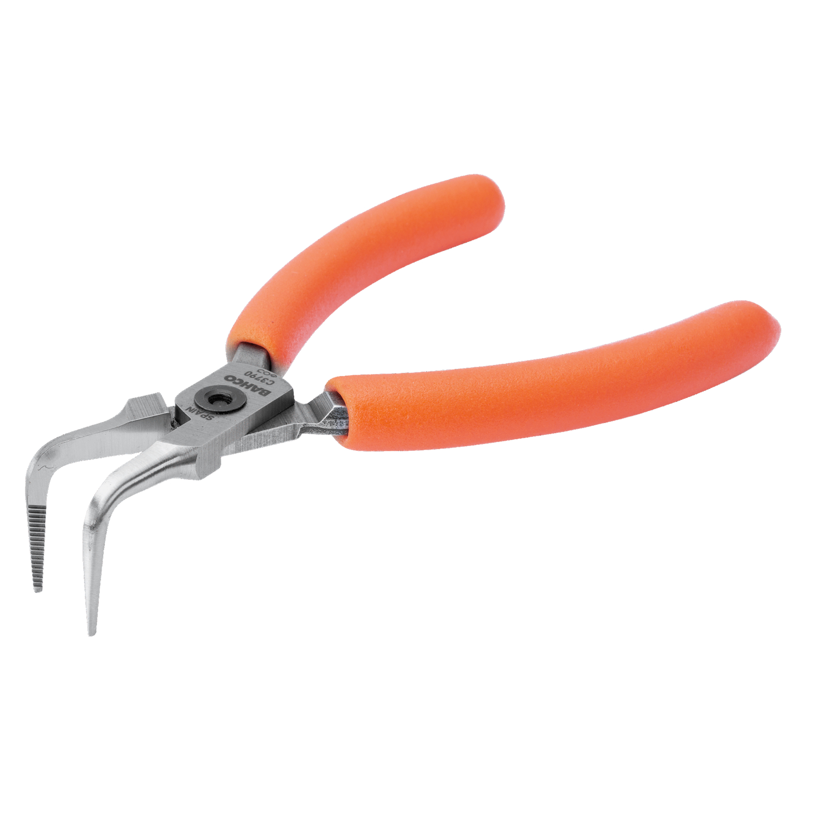 Pince compacte bec demi-rond courbé 90° 125 mm poignées PVC orange BAHCO - C3790