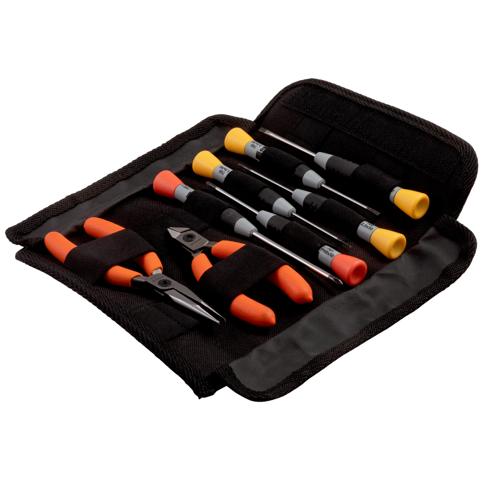 Jeu de pinces coupante et becs demi-ronds avec tournevis de précision 8 pièces BAHCO - C3903/2-6