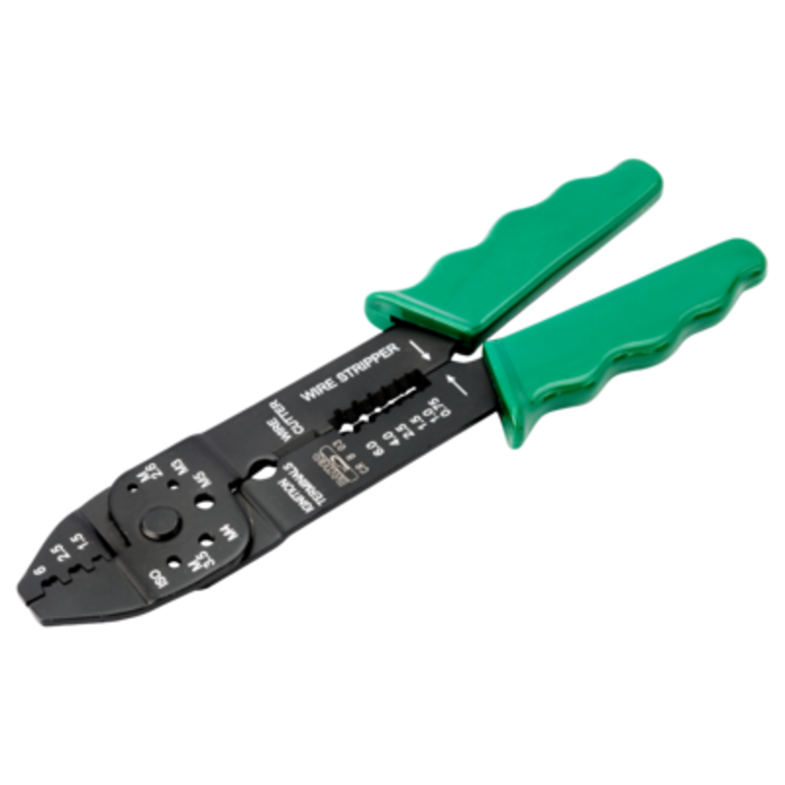 Pince sertissage coupe dénudage 0,75-6 mm² 14-10 AWG poignées vertes BAHCO - CR B 03