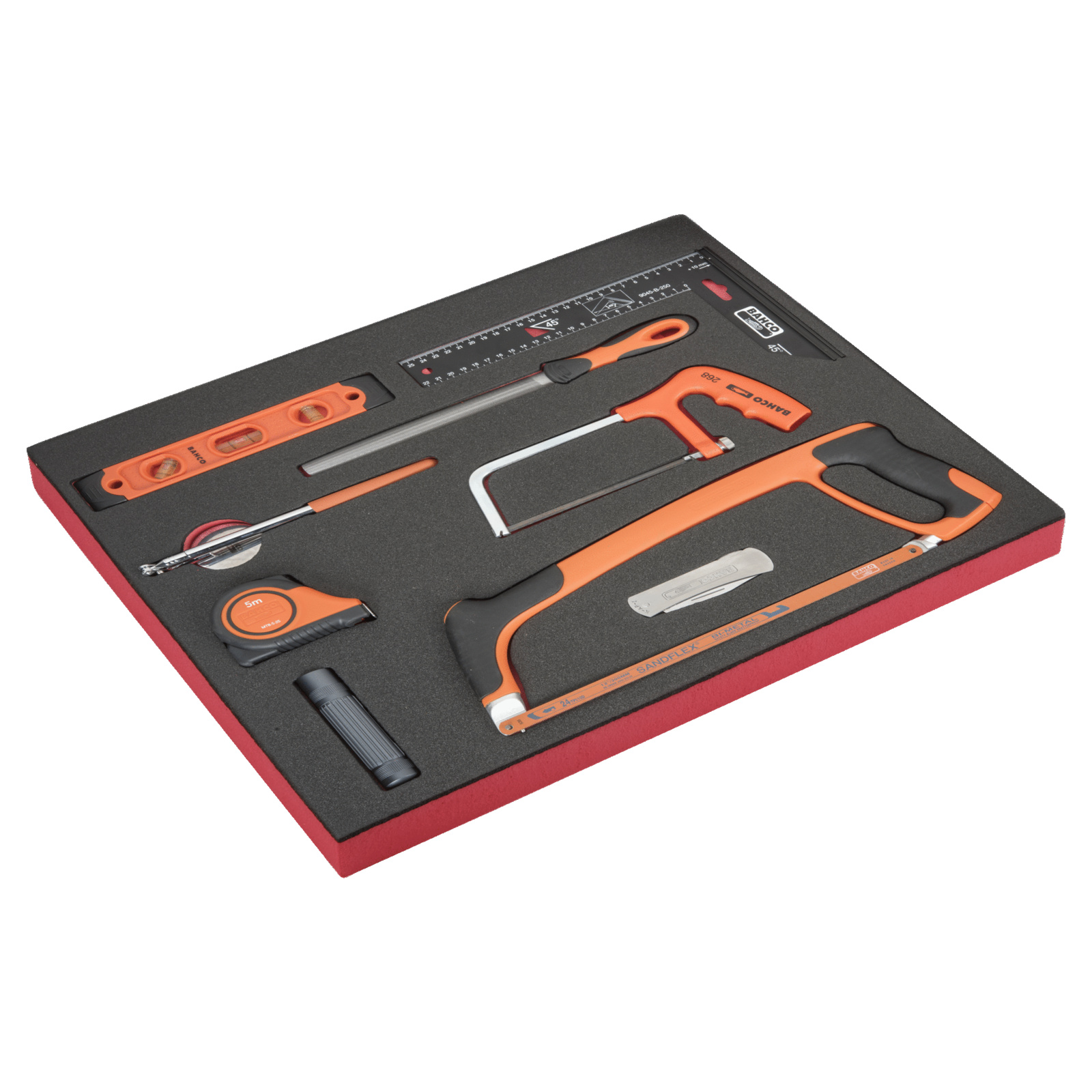 Kit d'outils mesure et coupe 9 pcs module mousse 3/3 Fit&Go BAHCO - FF1A115