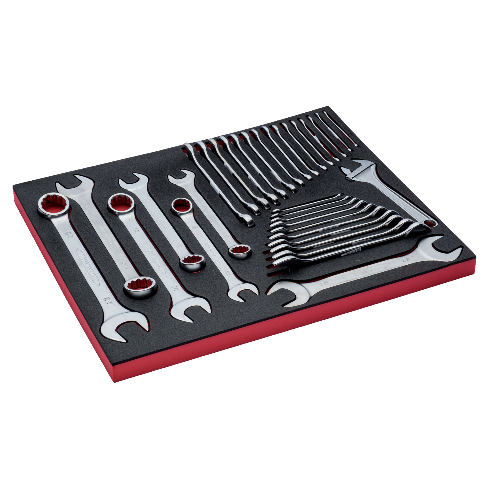 Jeu de clés mixtes à fourche doubles et molette 33 pièces module mousse Fit&Go BAHCO - FF1A19
