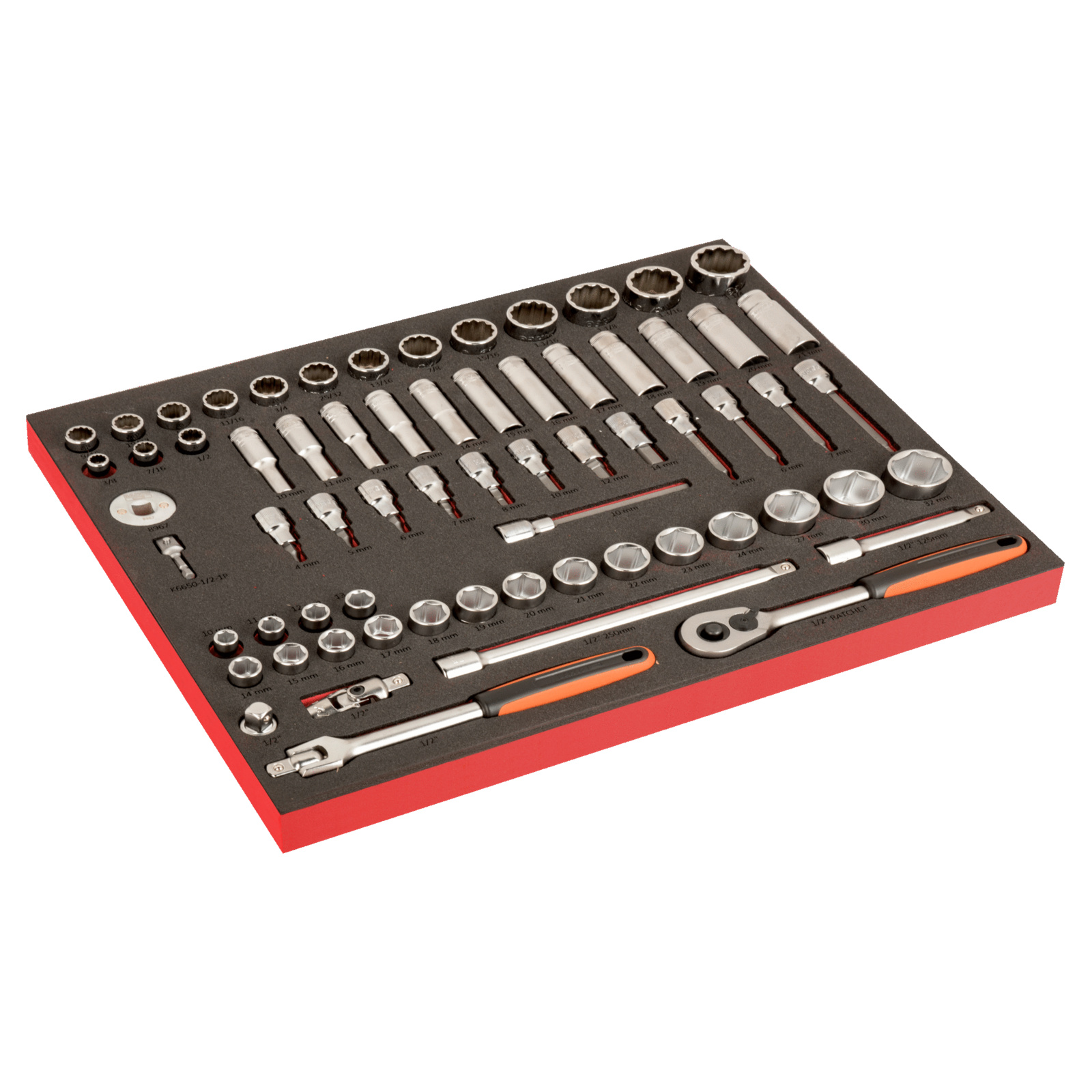 Module mousse Fit&Go 3/3 marquage laser 67 pièces douilles standard et longues 1/2