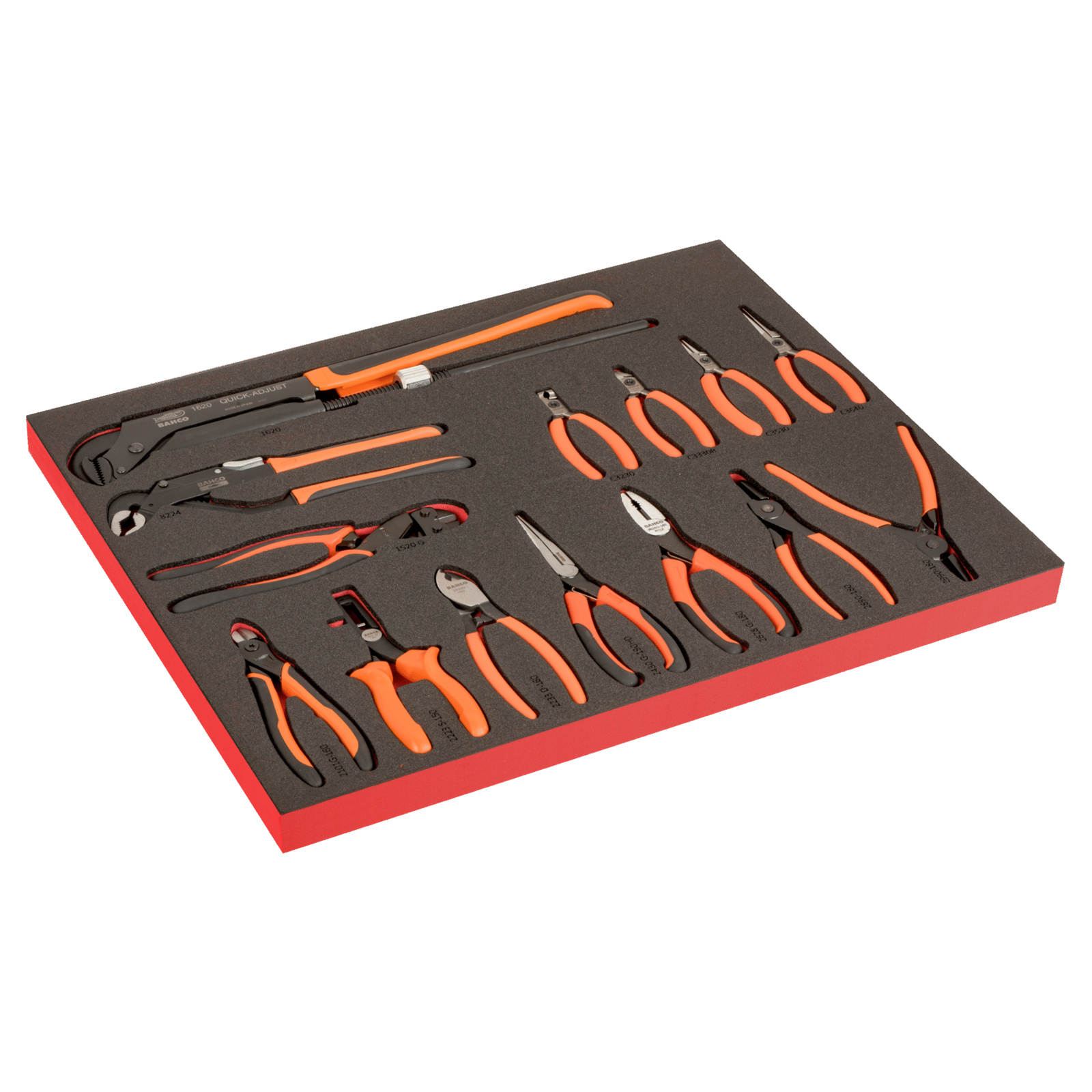 Module mousse Fit&Go 3/3 marquage laser 14 pièces clés à pipe outils coupe & pinces circlip BAHCO - FF1A200LM