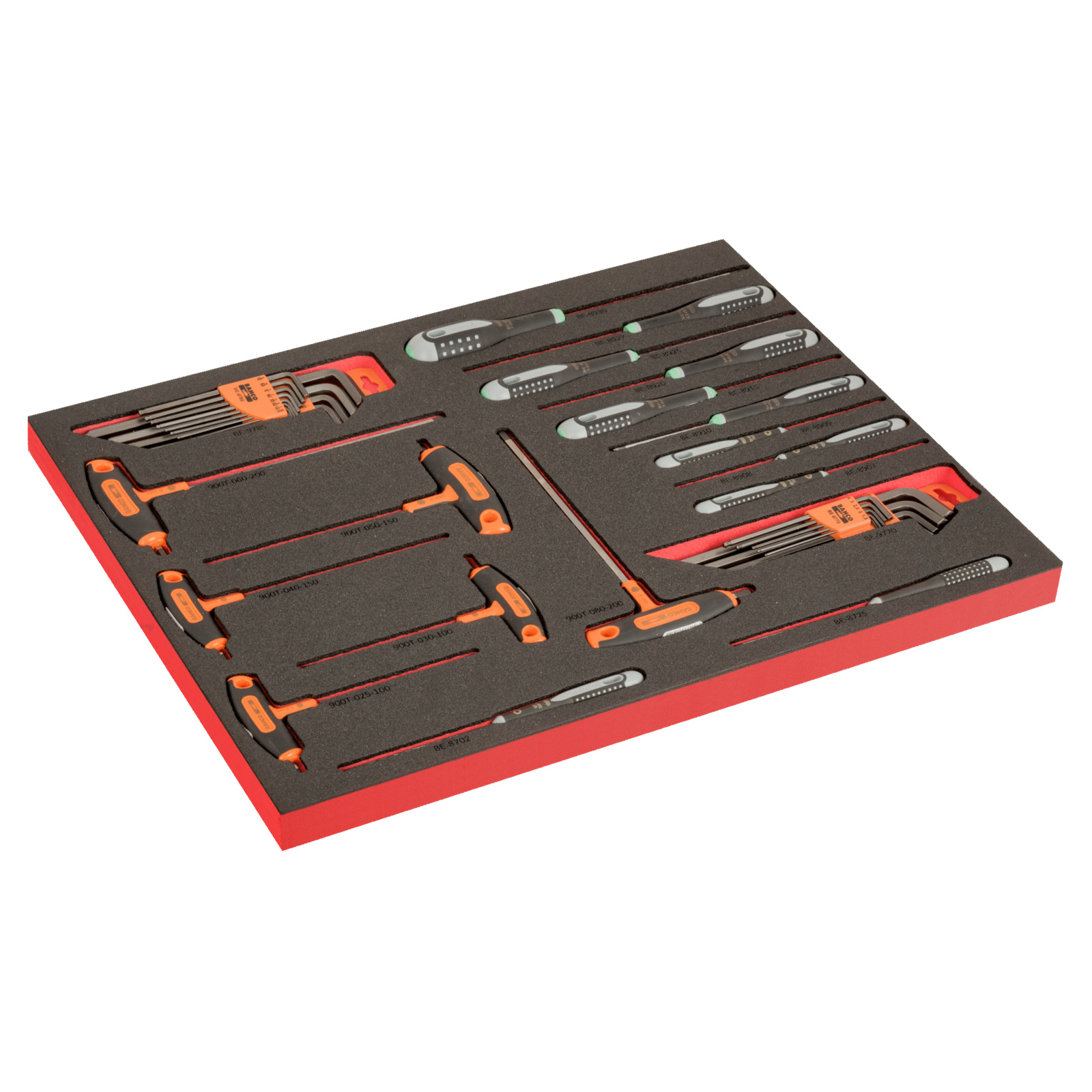 Module mousse Fit&Go 3/3 marquage laser 39 pièces tournevis ERGO manche en T clés mâles BAHCO - FF1A202LM