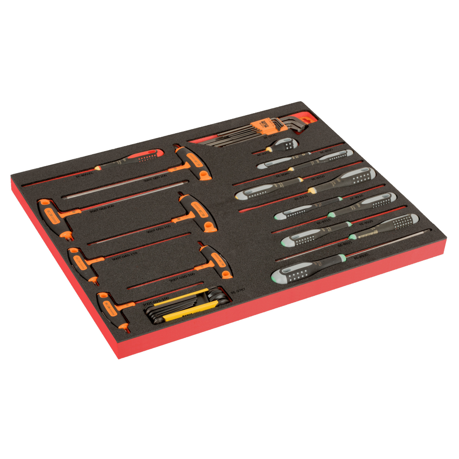Module mousse Fit&Go 35 pièces tournevis ERGO manche en T & clés mâles marquage laser BAHCO - FF1A211LM