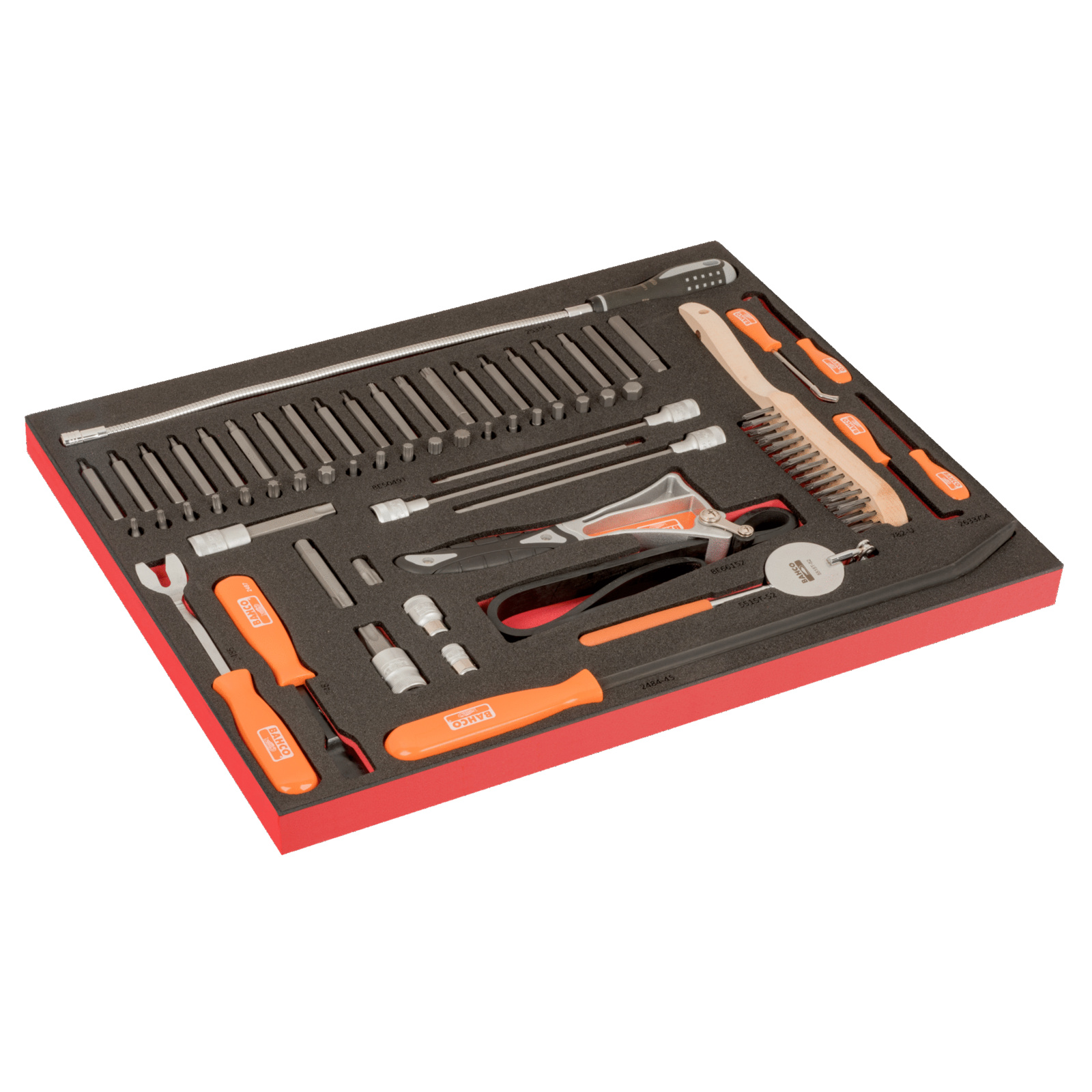 Module mousse Fit&Go 3/3 60 pièces marquage laser avec crochets grattoir outil magnétique et embouts Torx BAHCO - FF1A225LM