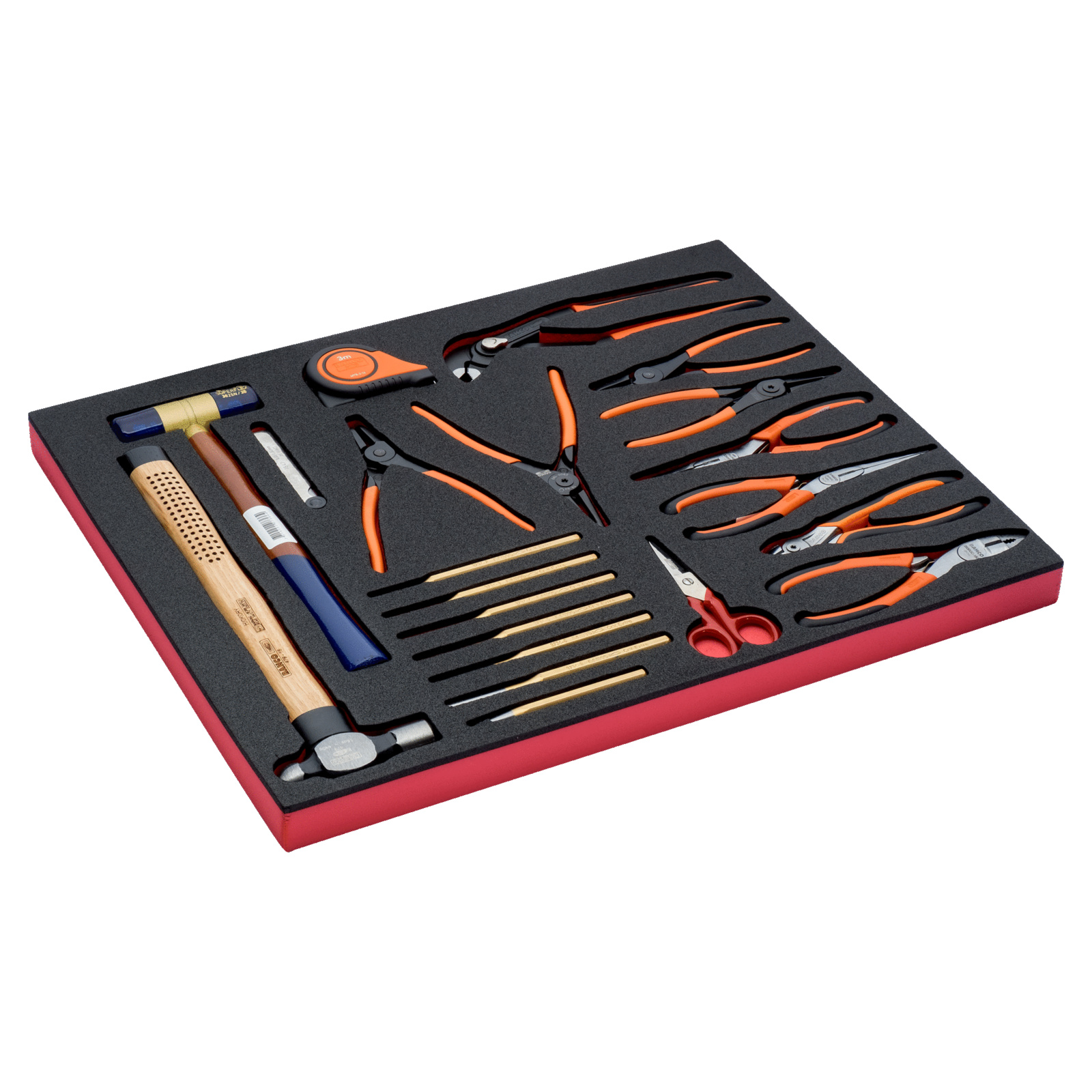 Jeu d’outils 21 pièces avec mètre ruban 3 m et module mousse Fit&Go BAHCO - FF1A23