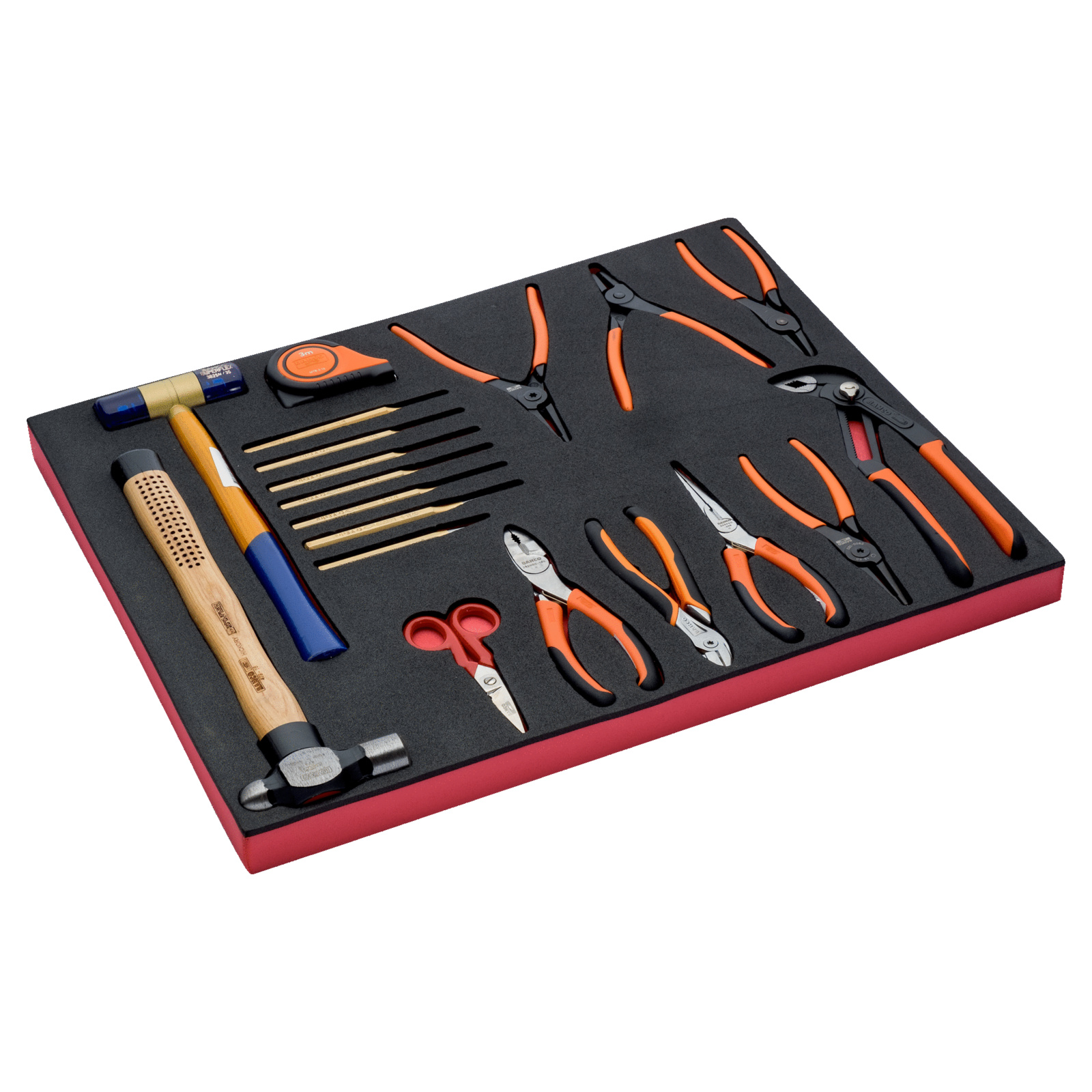 Jeu d'outils 19 pièces mètre ruban 3 m pinces marteaux module mousse Fit&Go BAHCO - FF1A24