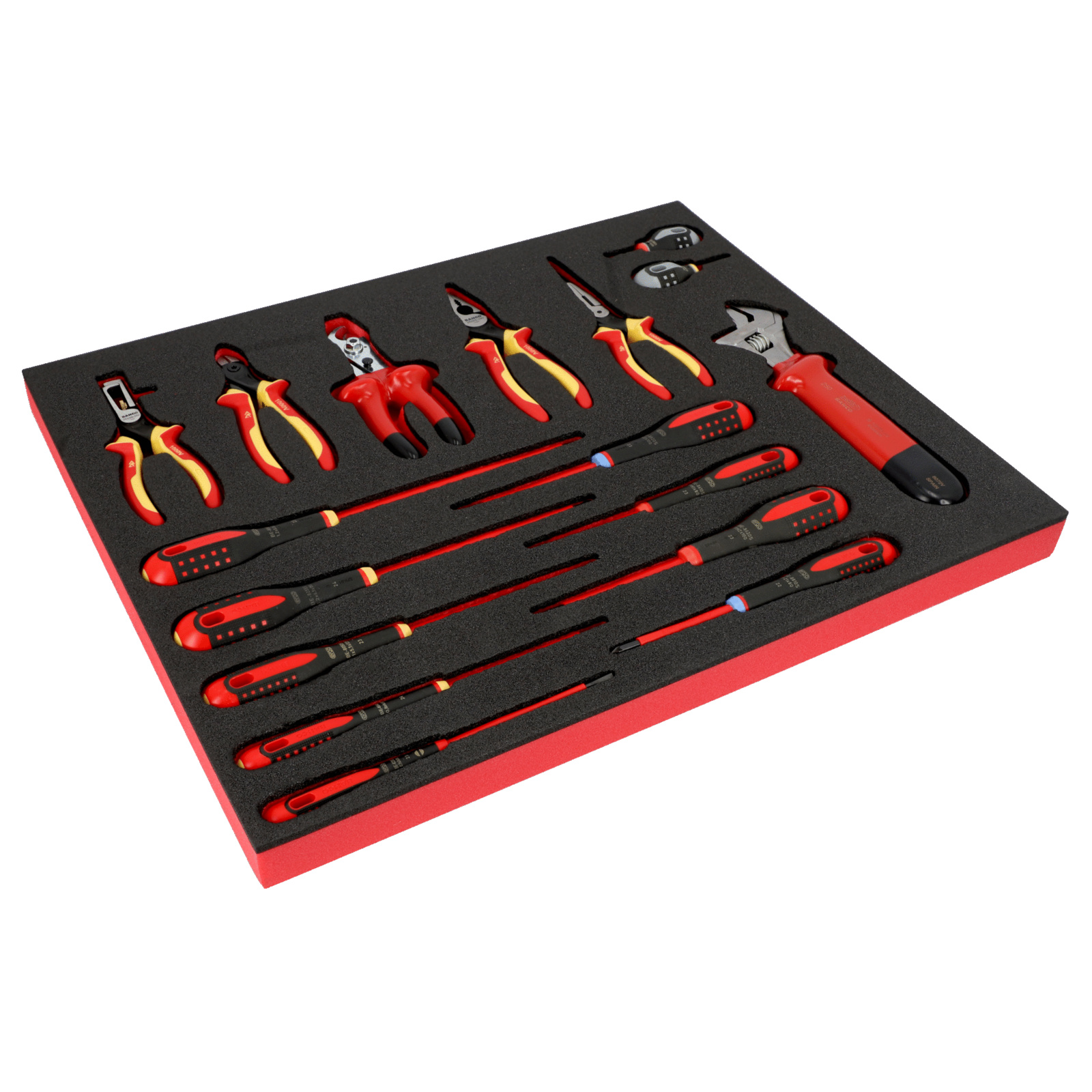 Jeu de clés pinces et tournevis isolés 17 pcs module mousse 3/3 Fit&Go BAHCO - FF1A5009