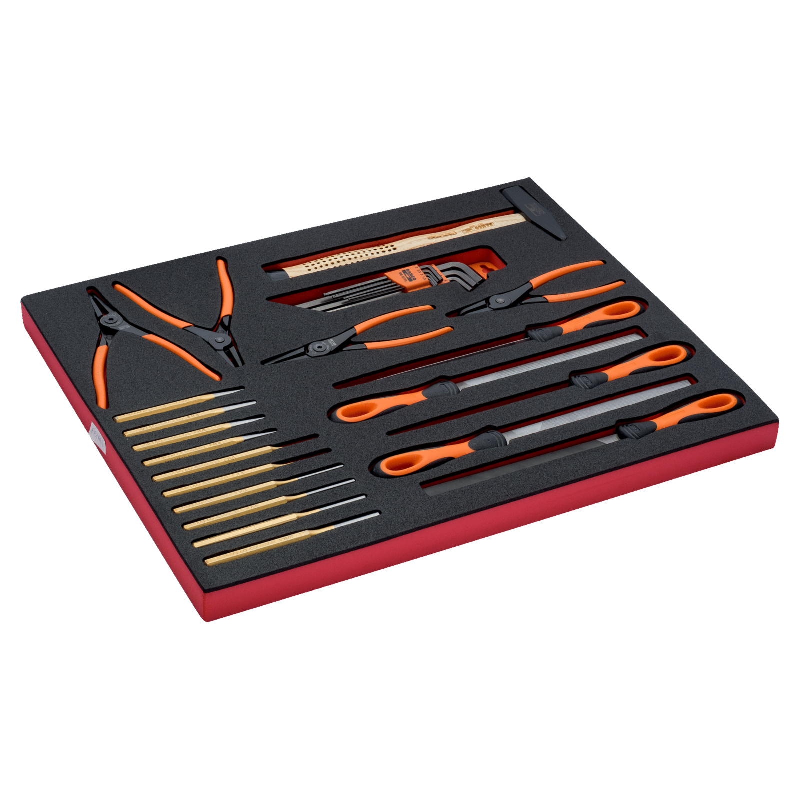 Module mousse Fit&Go 3/3 30 pcs avec limes ERGO pinces circlips et clés 6 pans BAHCO - FF1A68