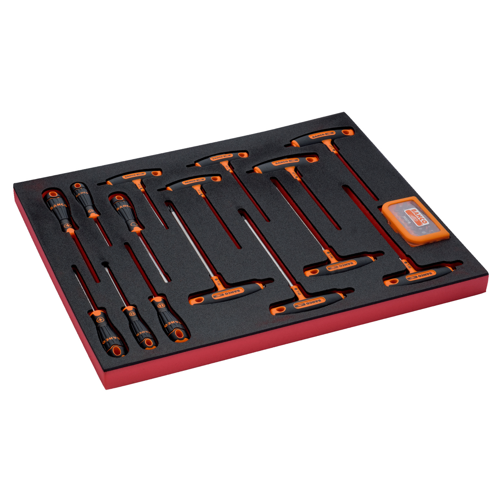 Jeu de tournevis manche en T à fente et Phillips 45 pcs avec module mousse Fit&Go BAHCO - FF1A71