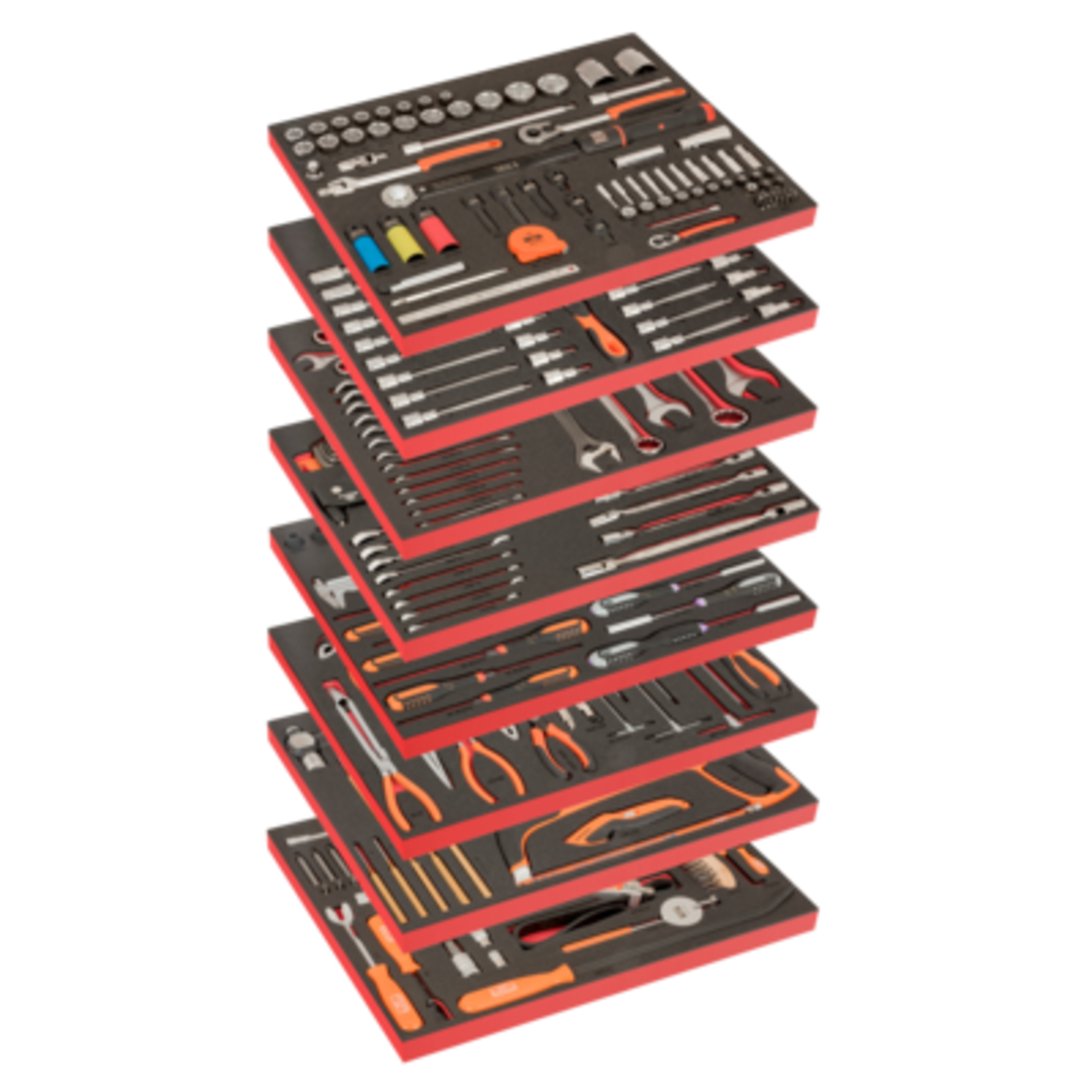 Modules mousse 8 pièces pour réparation auto 357 pcs avec clés douilles pinces cliquets BAHCO - FF1ASET-AUTO