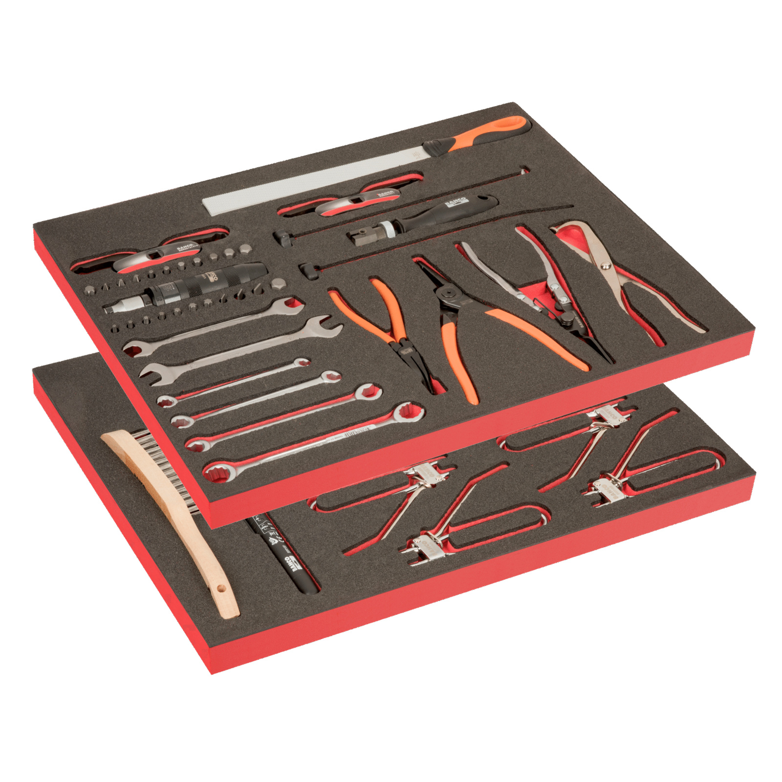 Modules mousse 42 pièces pour réparation automobile avec outils variés système Push et FOD BAHCO - FF1ASET-AUTO-M6