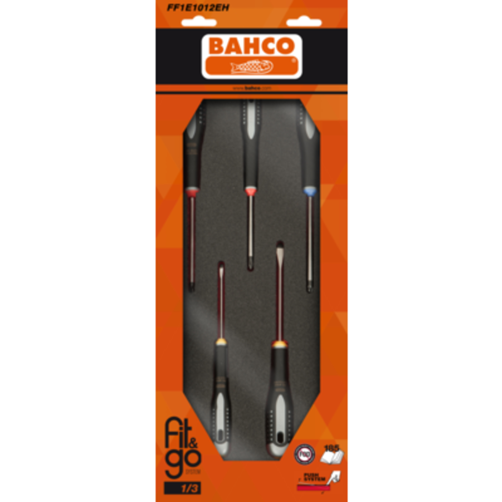 Module mousse Fit&Go 1/3 6 tournevis ERGO bicolore avec système Push BAHCO - FF1E1012EH