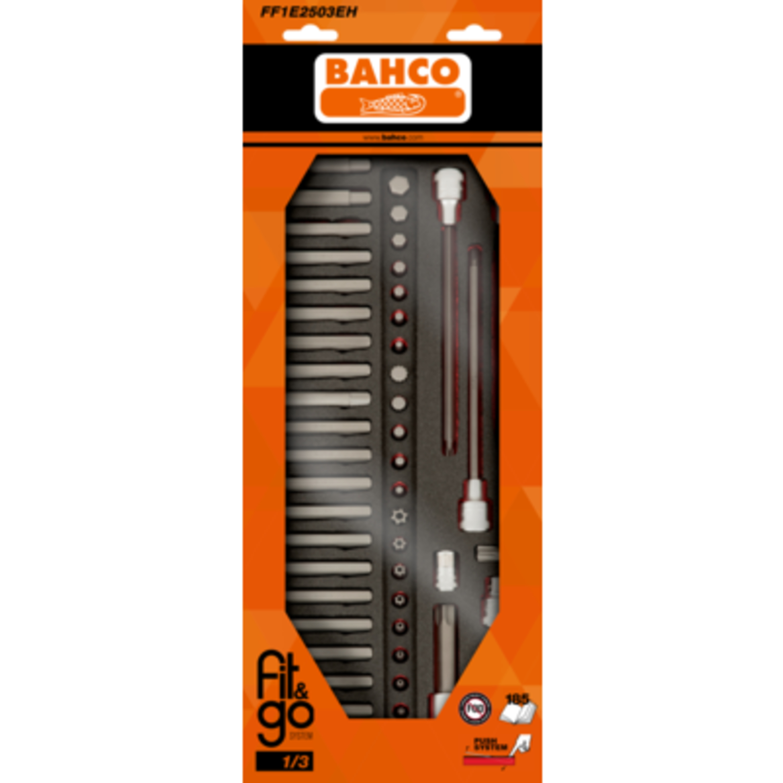 Module mousse Fit&Go 1/3 jeu 49 embouts bicolore Push résistant Skydrol BAHCO - FF1E2503EH