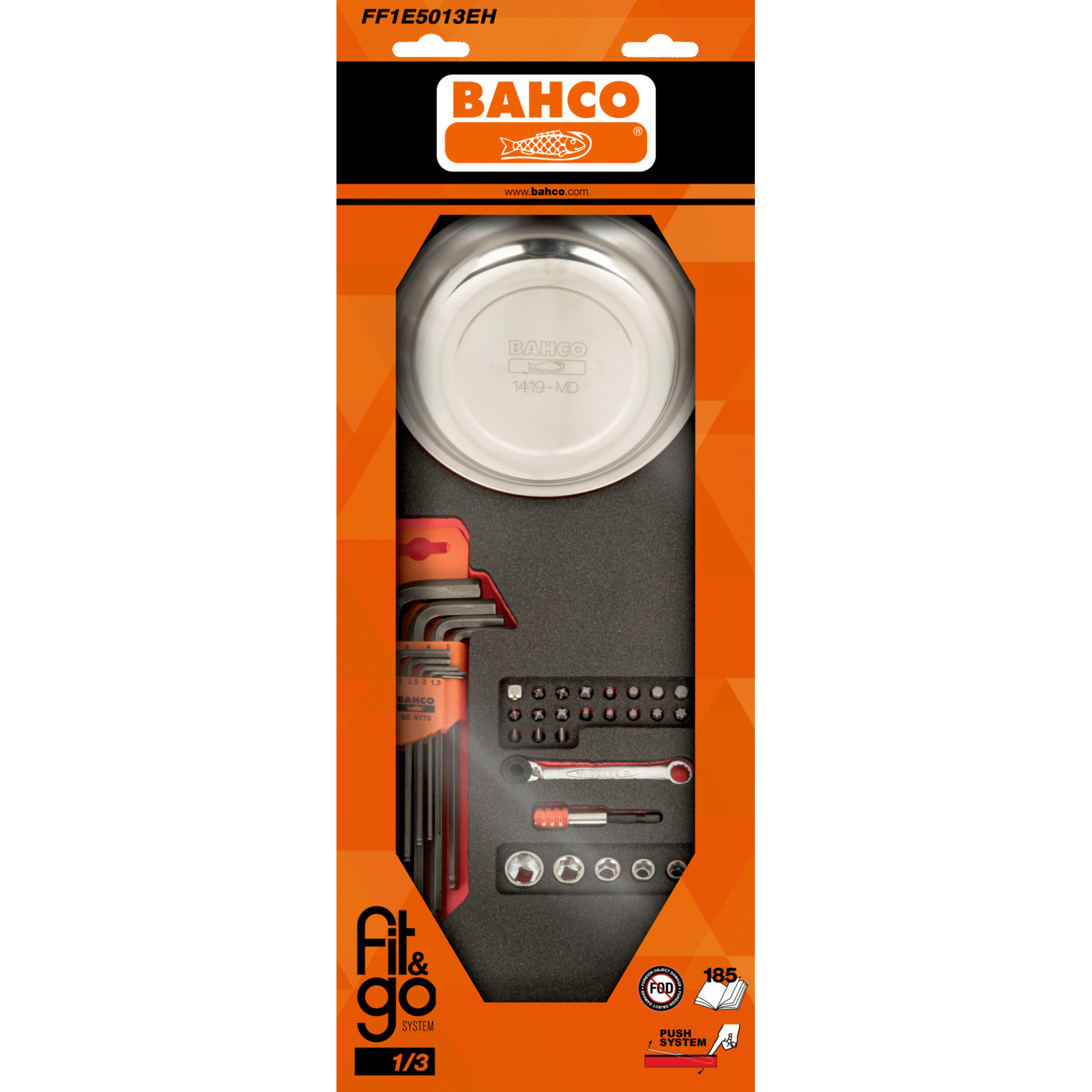 Module mousse Fit&Go 1/3 36 pièces clés mâles embouts coupelle magnétique BAHCO - FF1E5013EH