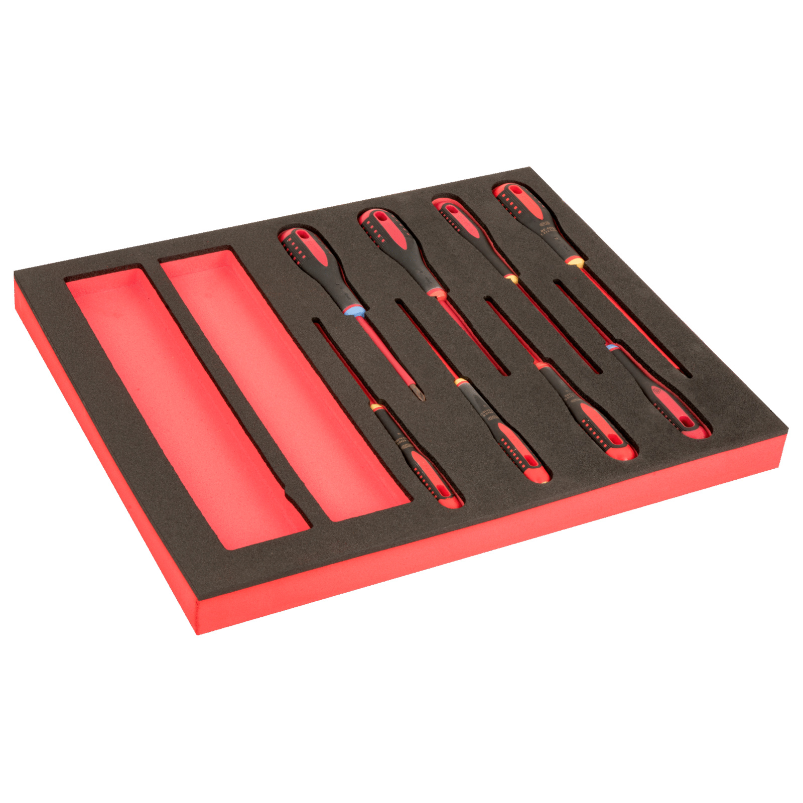Jeu de tournevis isolés vis fente/Phillips/Pozidriv 8 pièces avec module mousse Fit&Go BAHCO - FF1F1006