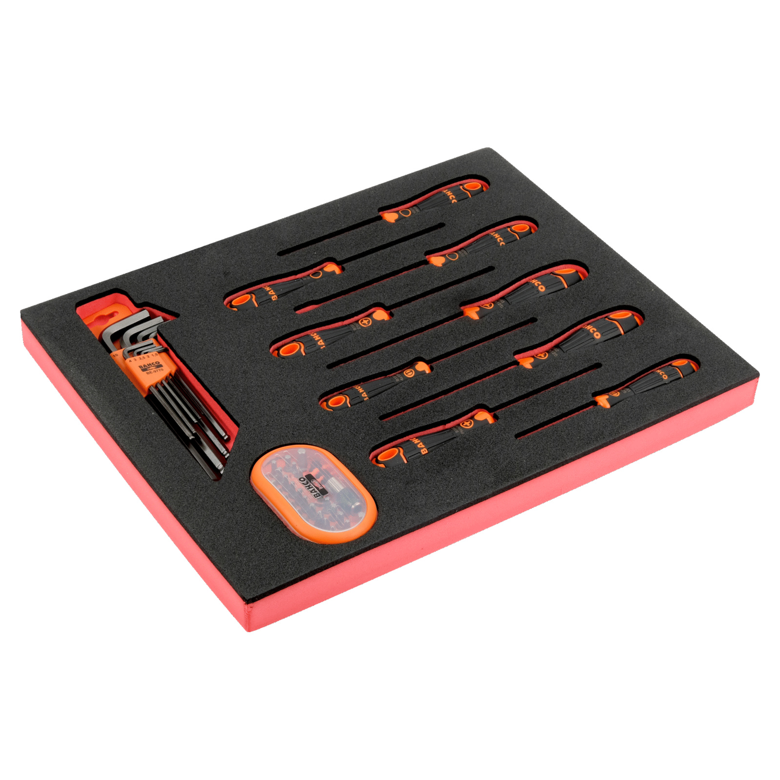 Jeu tournevis fente/PH/PZ 6 clés mâles 6 pans 49 pcs module mousse Fit&Go BAHCO - FF1F1008
