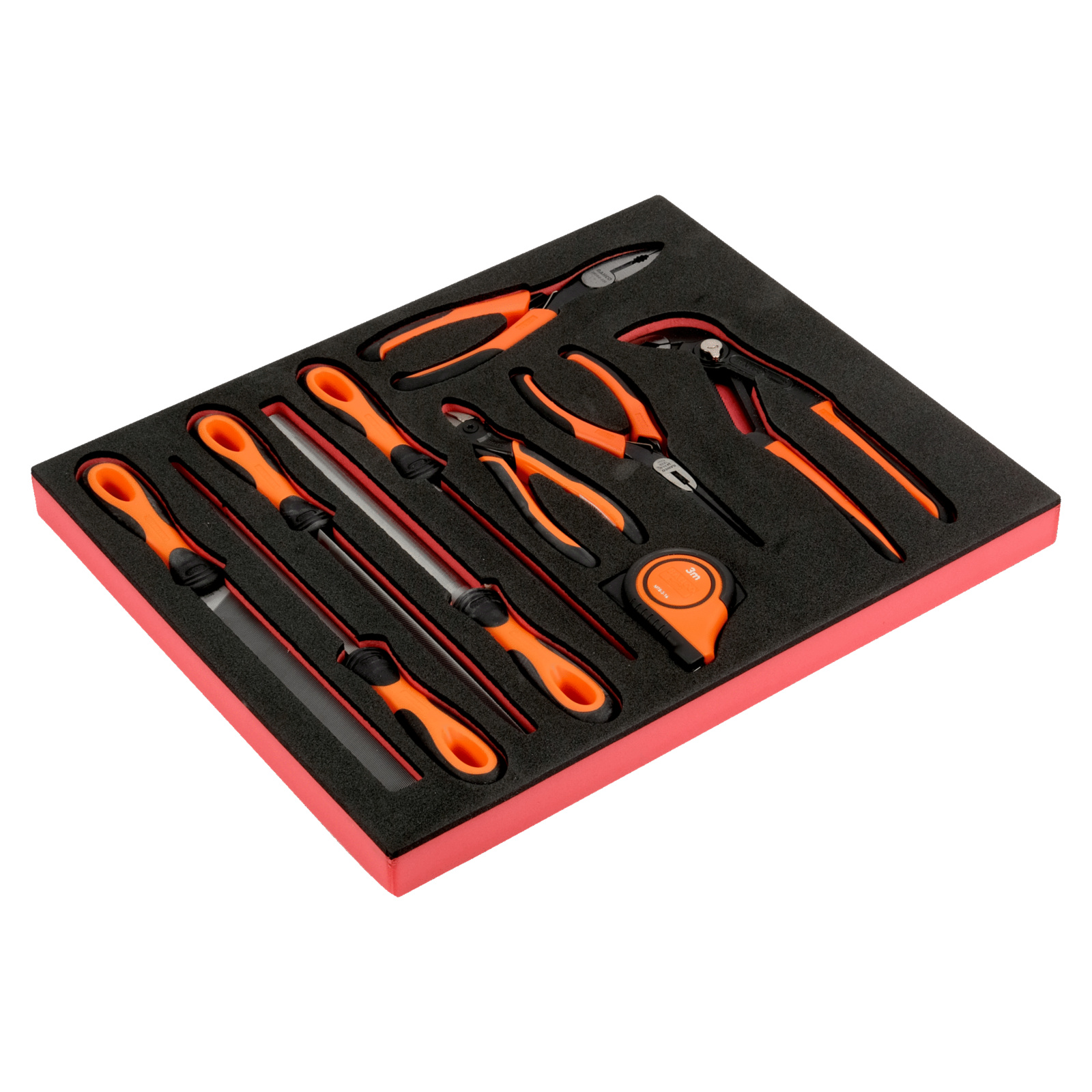 Jeu de limes 200 mm et pinces avec mètre ruban 3 m module mousse Fit&Go 10 pcs BAHCO - FF1F5001