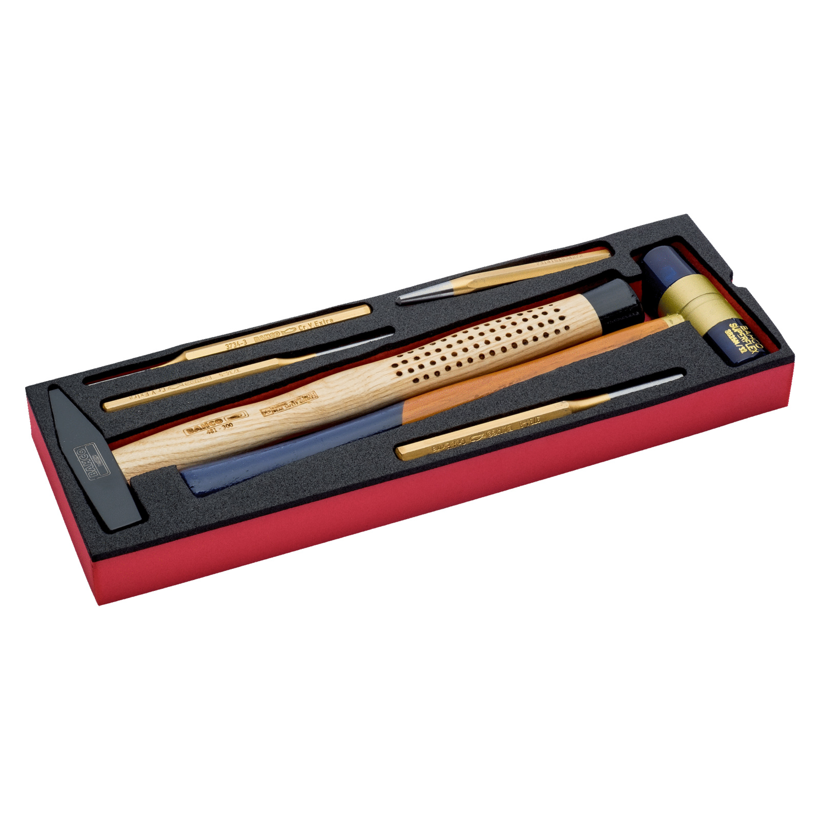 Jeu chasse-goupilles 3-8 mm et marteaux module mousse pour caisse 4750RCHDW01 6 pcs BAHCO - FF2B06