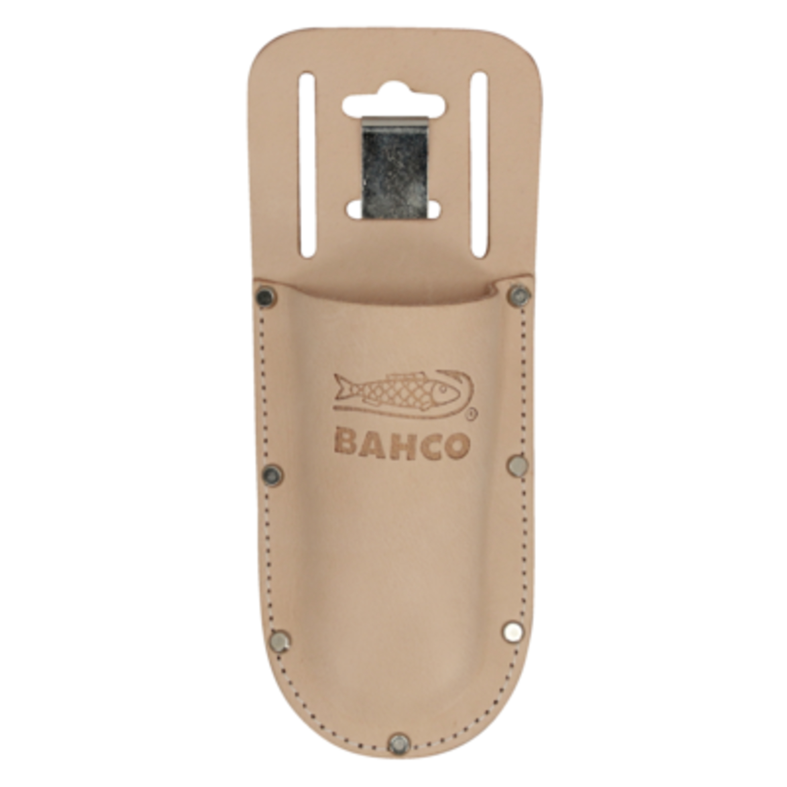 Étui sécateur cuir naturel résistant 2 fentes ceinture 50 mm clip acier BAHCO - PROF-H