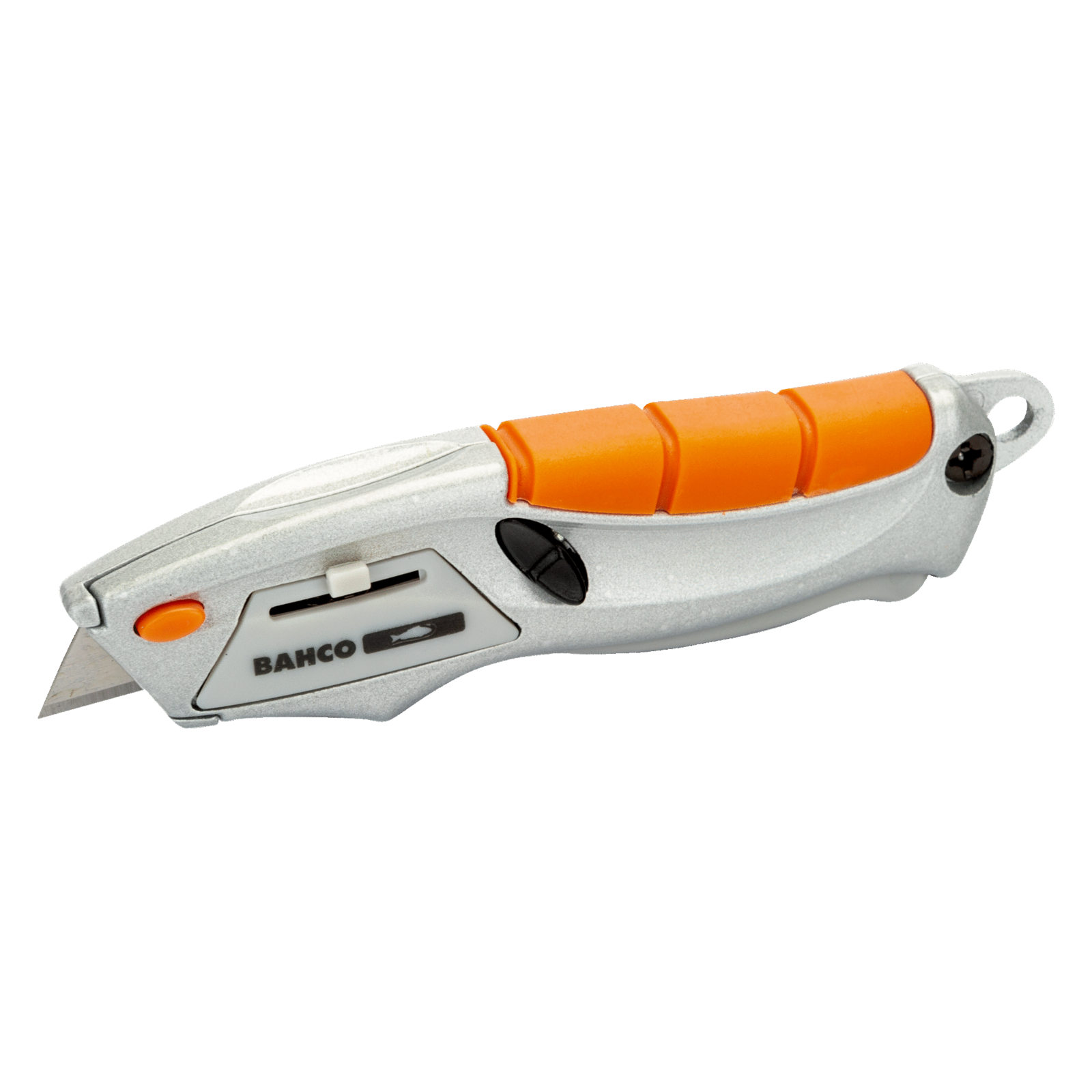 Mini cutter rétractable poignée caoutchouc avec rangement 4 lames BAHCO - SQZ-MINI