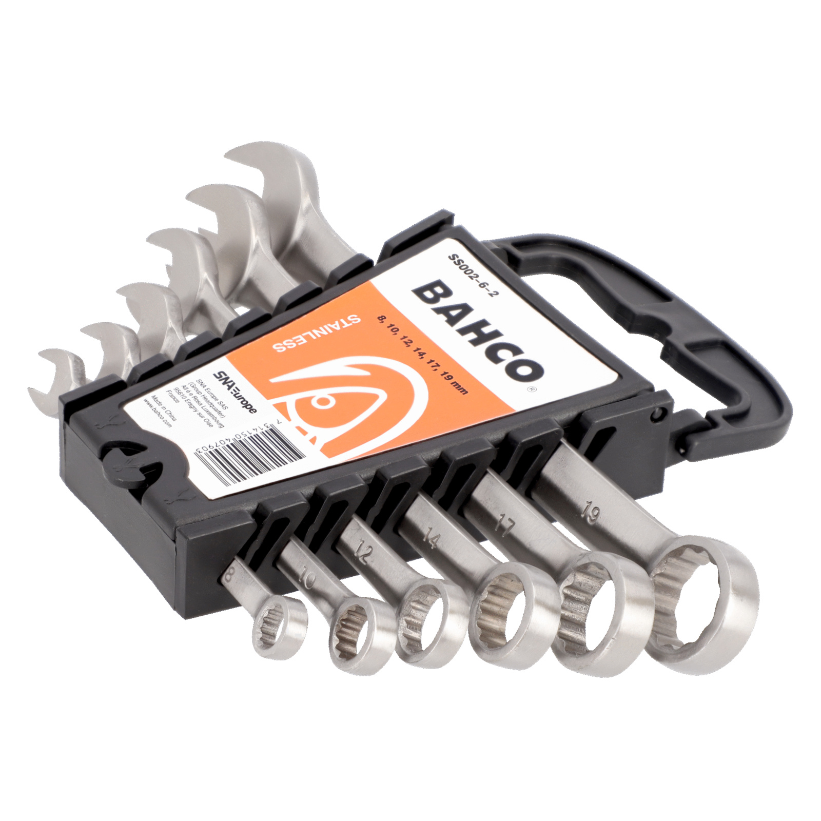 Jeu de clés mixtes magnétiques inox 6 pcs métriques avec support plastique BAHCO - SS002-6-2