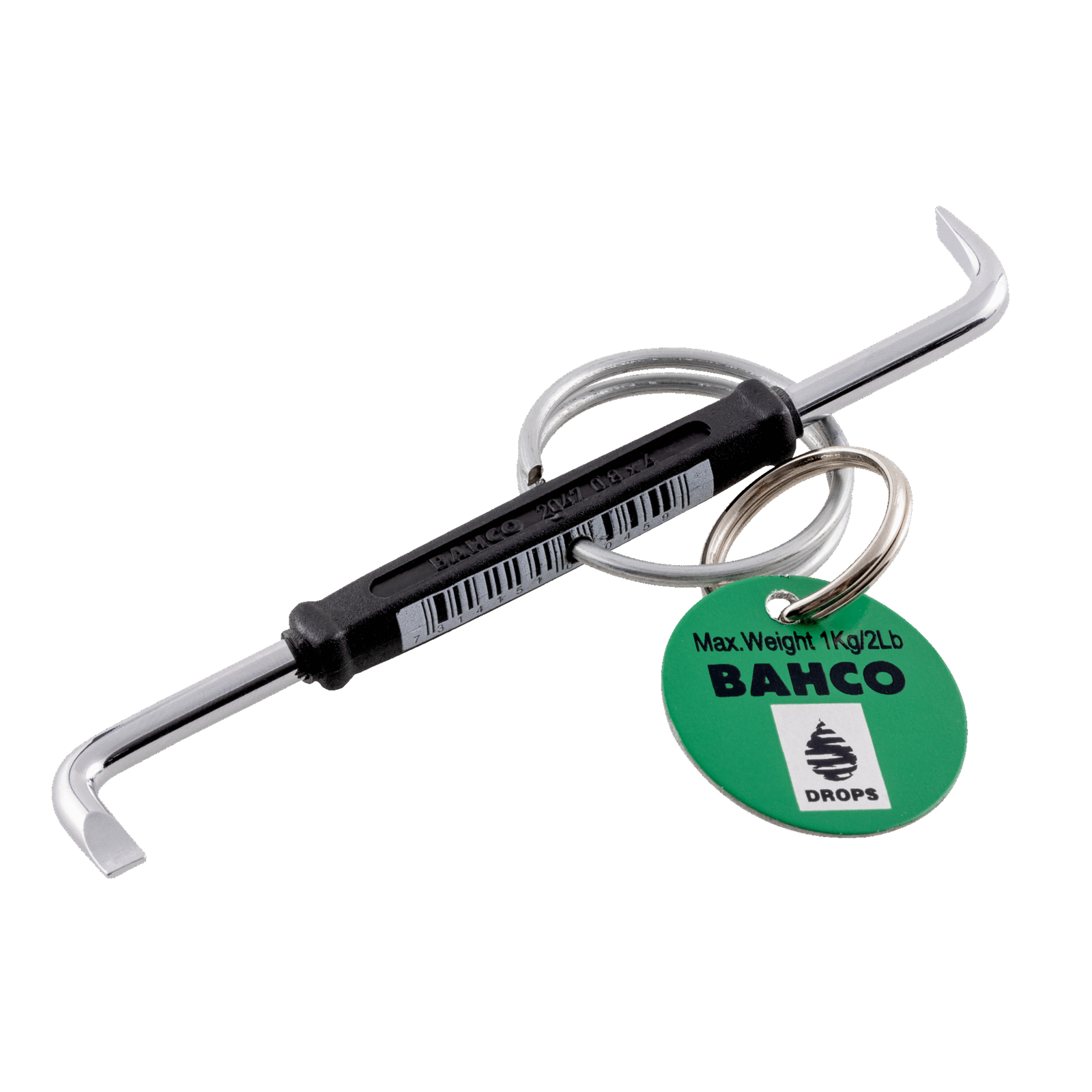 Clé double coudée vis à fente 0,8 mm x 4 mm x 100 mm avec fil acier sécurité BAHCO - TAH2047-0.8-4