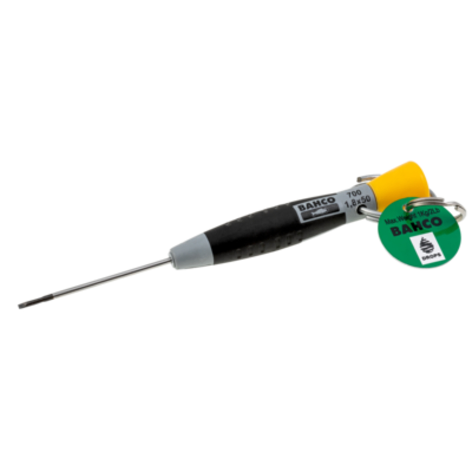 Tournevis de précision vis à fente 0,25 x 1,5 x 50 mm avec anneau sécurité inox BAHCO - TAH700-1.5-50