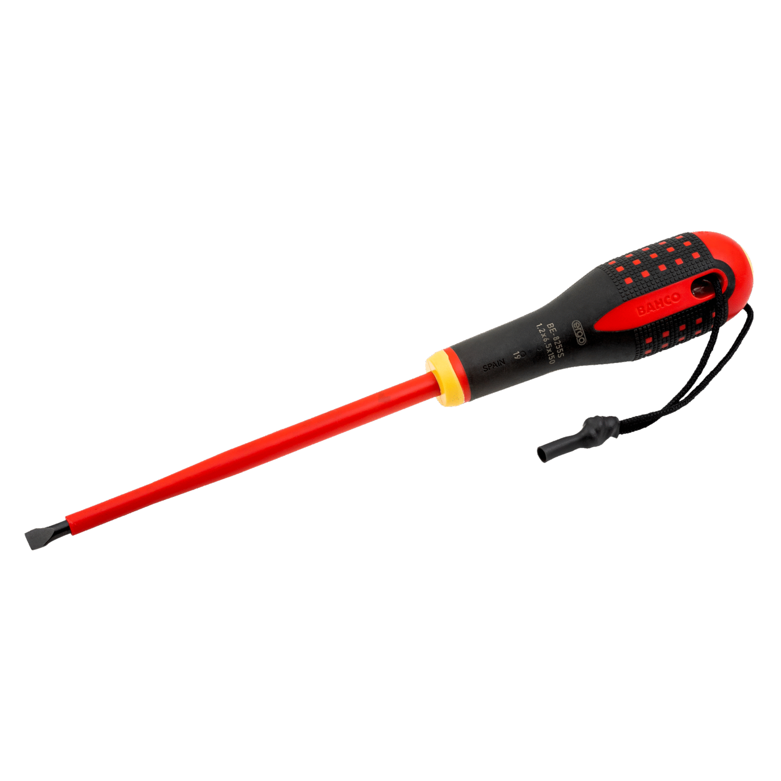 Tournevis isolé vis à fente 0,8 x 4 mm lame 100 mm avec cordon Kevlar ERGO BAHCO - TAHBE-8040S