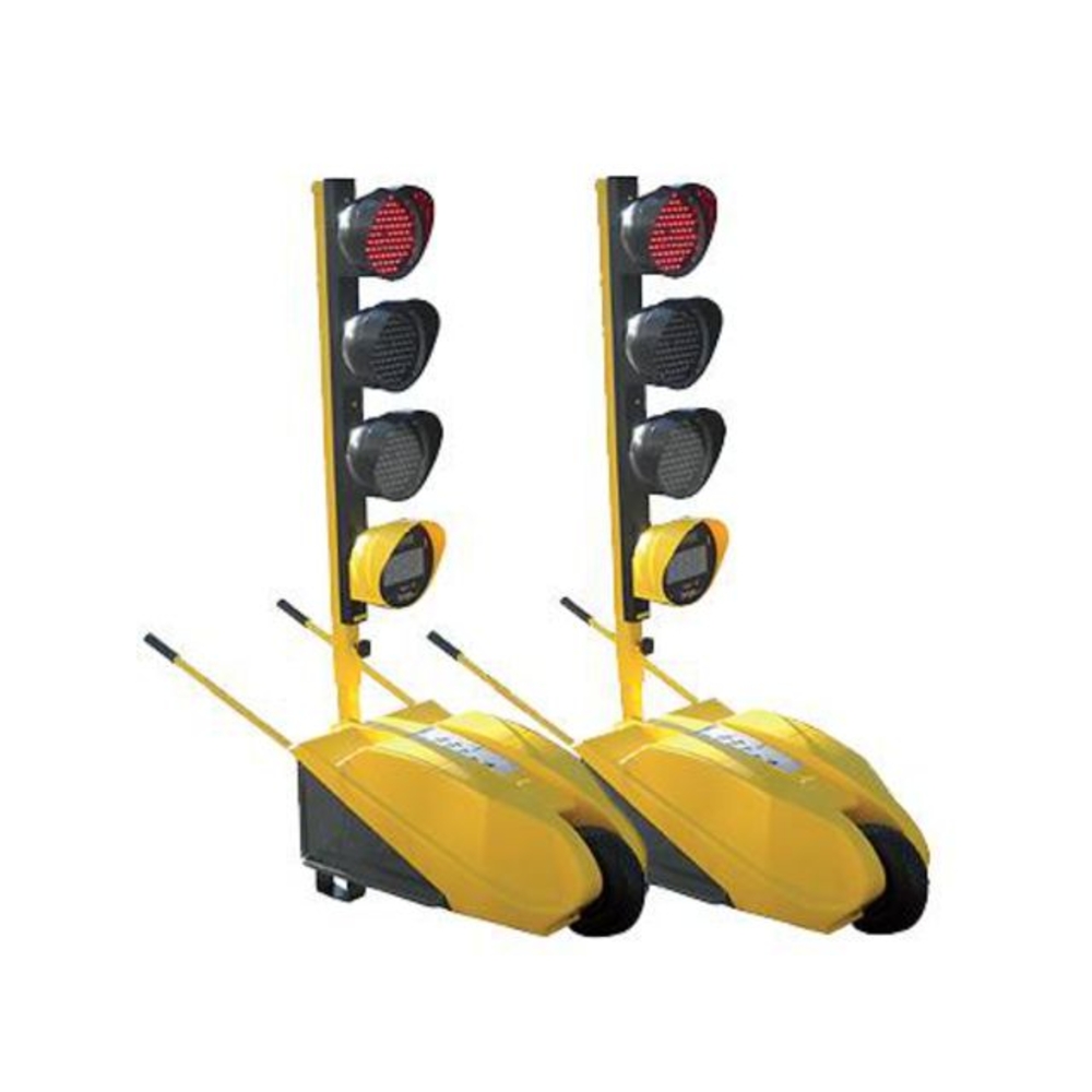 JEU DE 2 FEUX TRICOLORES DE CHANTIER TEMPO AVEC TÉLÉCOMMANDE (sans batterie) - 21698