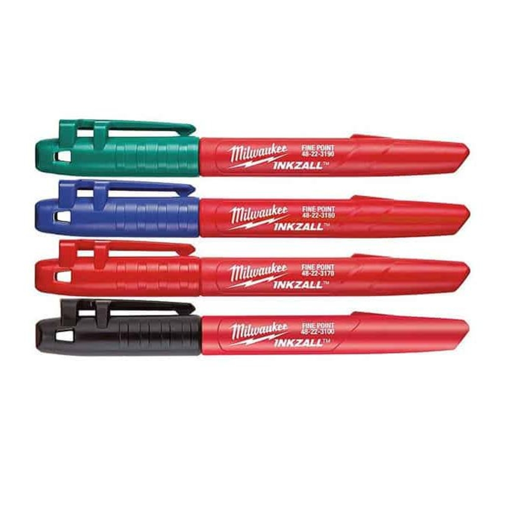 SET DE 4 MARQUEURS INKZALL NOIR ROUGE BLEU ET VERT MILWAUKEE - POINTE ULTRA RÉSISTANTE - 48223106