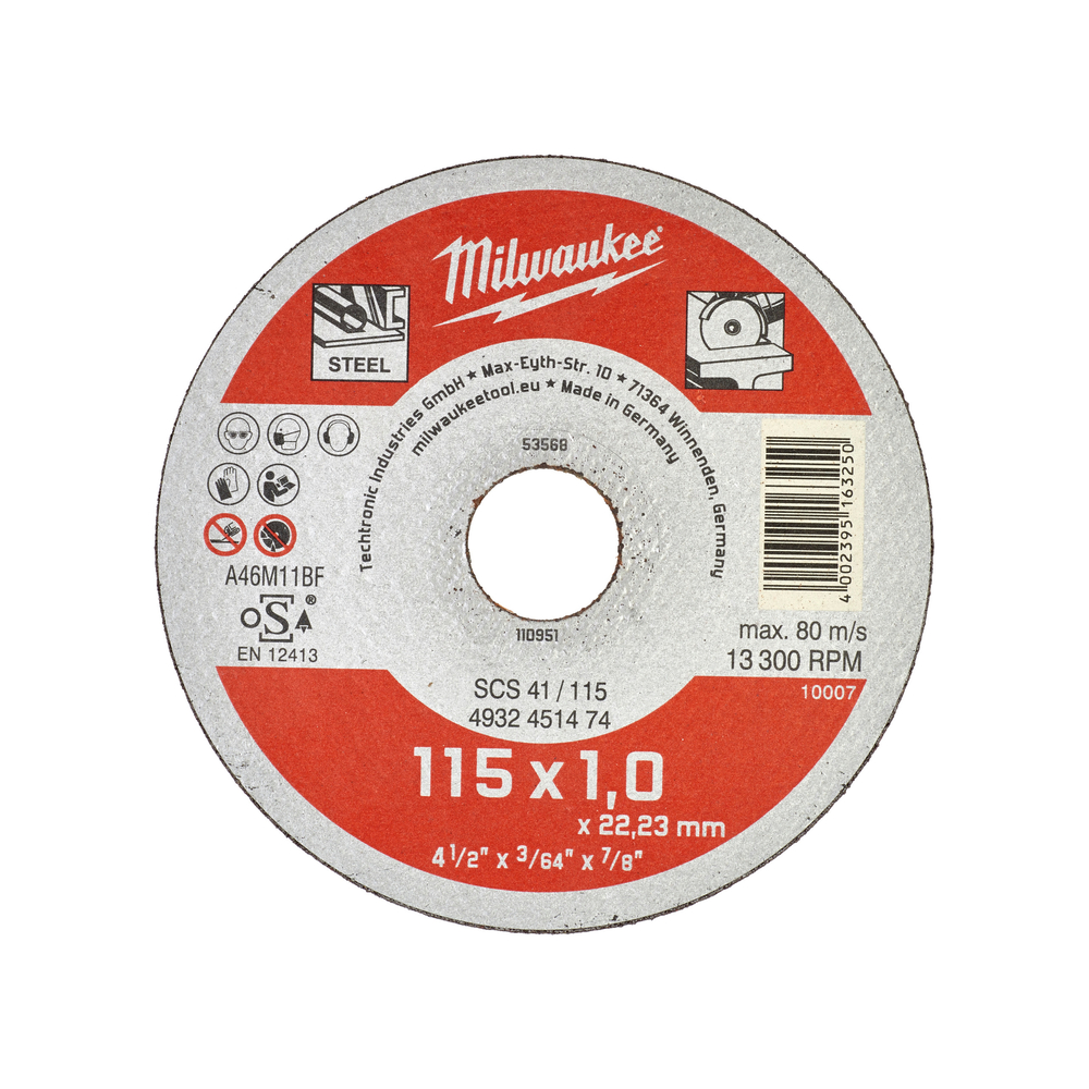 Disque tronc 115mm épais 1 mm contractor - 1pc milwaukee accessoires - 4932451474