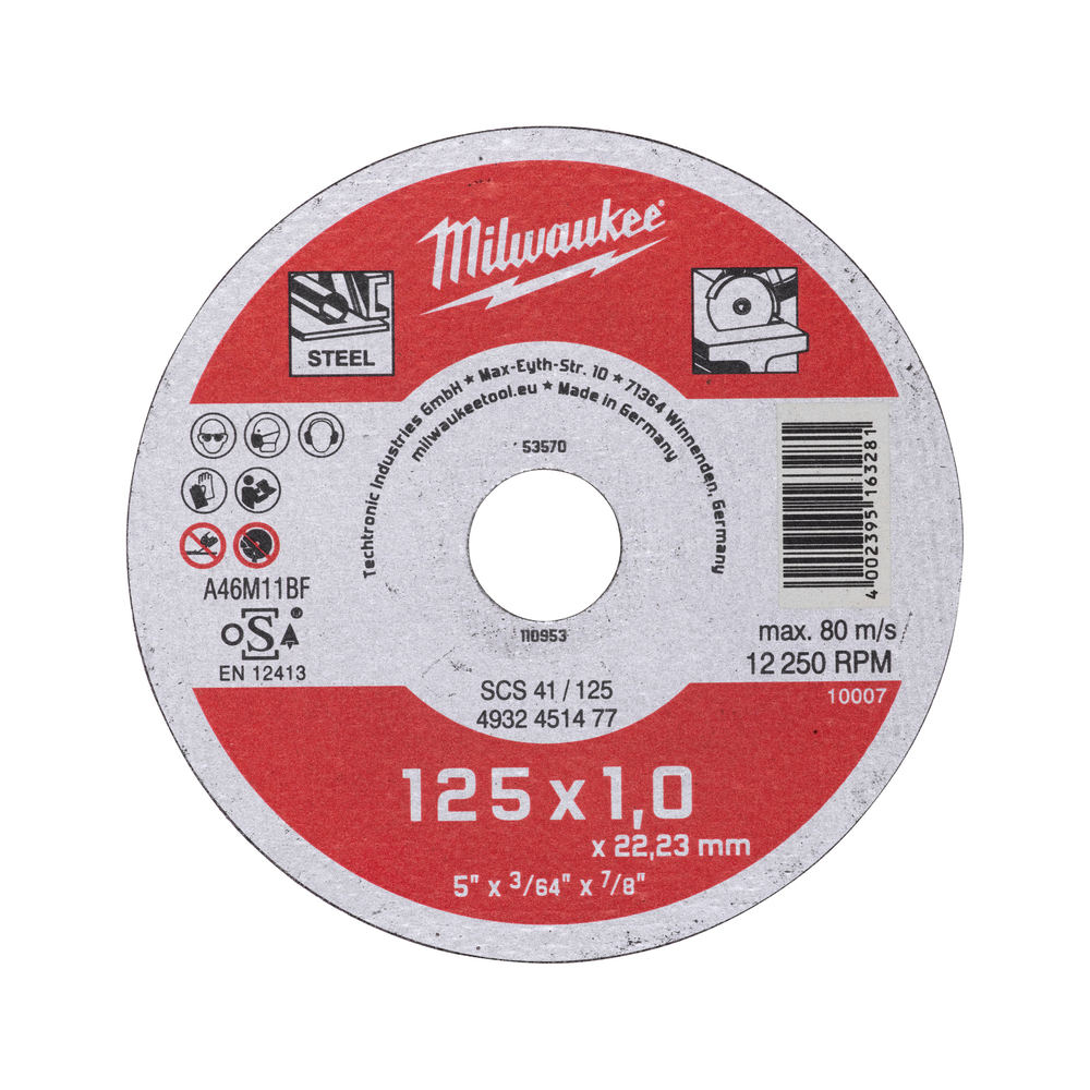 DISQUE TRONC. 125MM épais. 1 MM Contractor - 1pc MILWAUKEE ACCESSOIRES - 4932451477