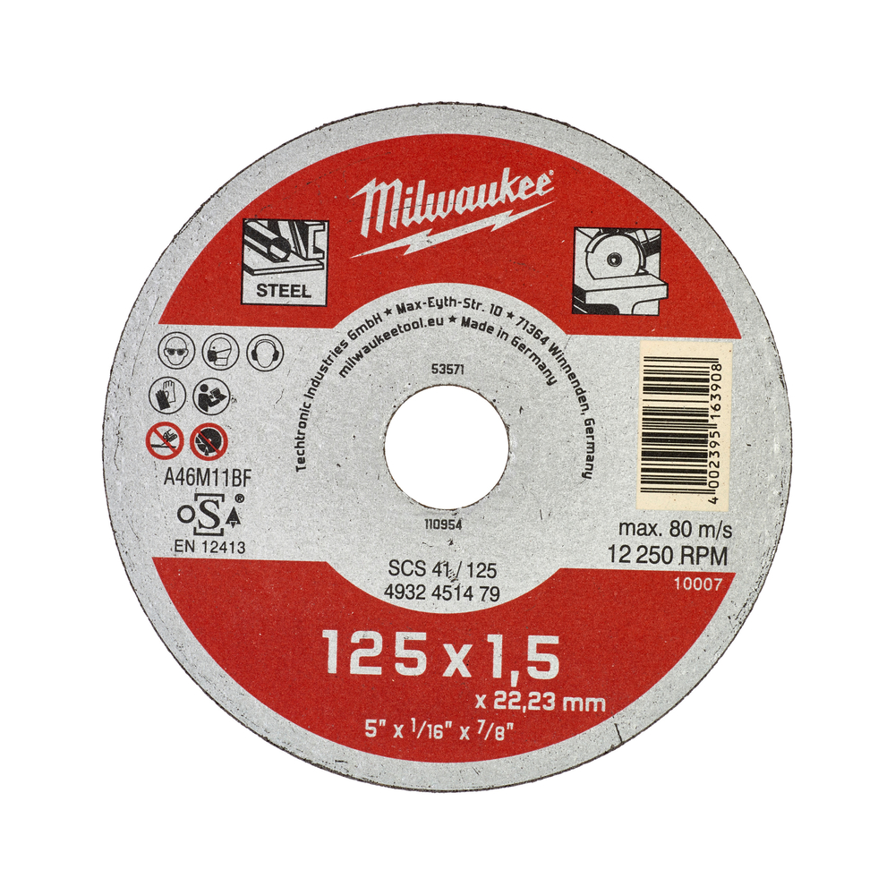 Disque tronc 125mm épais 1 5 mm contractor - 1pc milwaukee accessoires - 4932451479