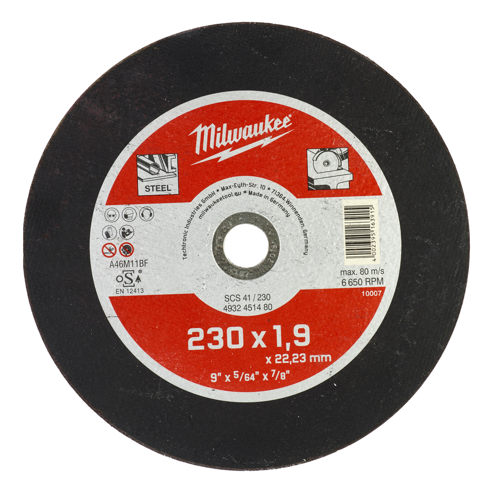 Disque tronc 230mm épais 1 9 mm contractor - 1pc milwaukee accessoires - 4932451480