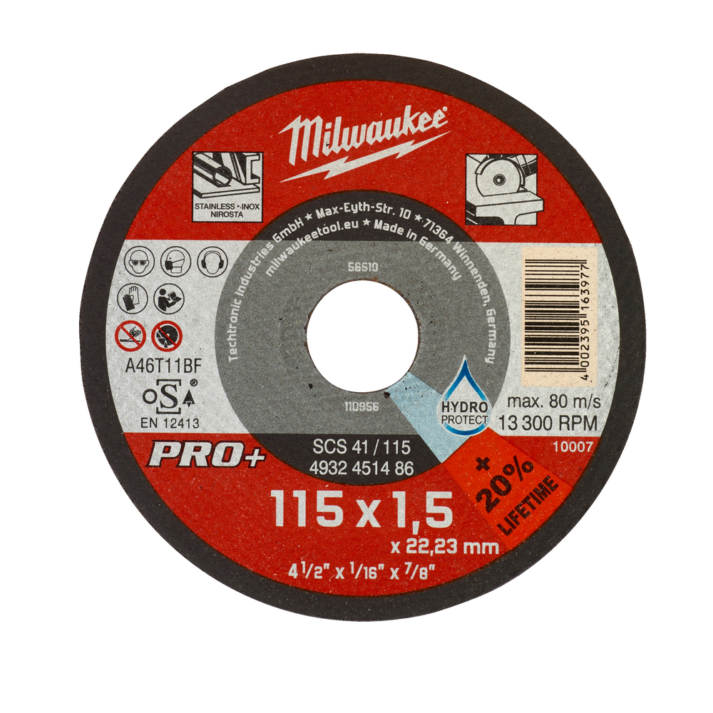 DISQUE TRONC 115MM ÉPAIS 1,5 MM PRO+ -1PC MILWAUKEE ACCESSOIRES - 4932451486