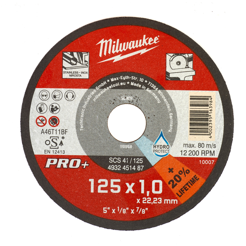 DISQUE TRONC 125MM ÉPAIS 1 MM PRO+ - 1PC MILWAUKEE ACCESSOIRES - 4932451487