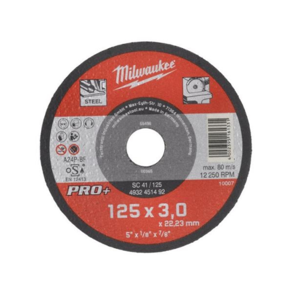 DISQUE A TRONCONNER PRO+ 125MM EPAISSEUR 3 MM MILWAUKEE ACCESSOIRES - 4932451492
