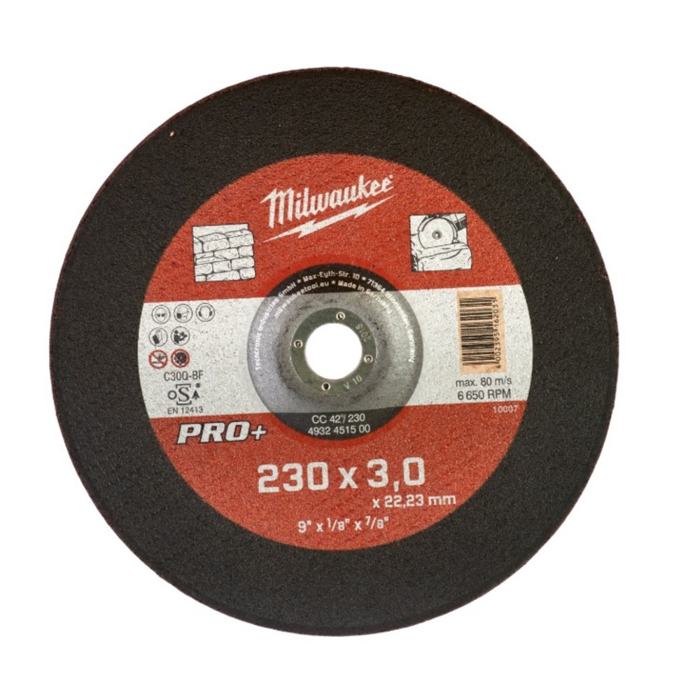 Disques à tronçonner pour la pierre PRO+ - 230mm épais 3mm - 1pc milwaukee accessoire - 4932451500