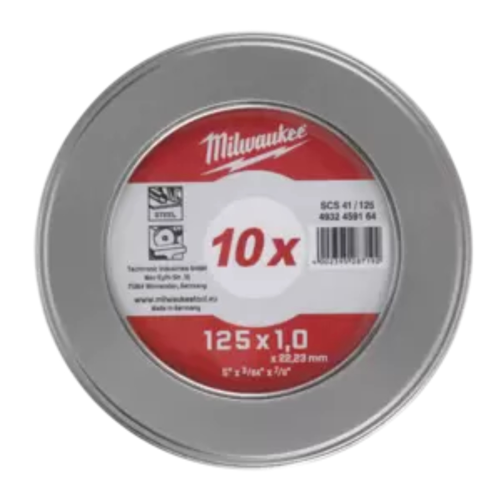 DISQUES A TRONÇONNER 125MM X 1MM CONTRACTOR 10PC BOITE MÉTAL - coffret MILWAUKEE - 4932459164