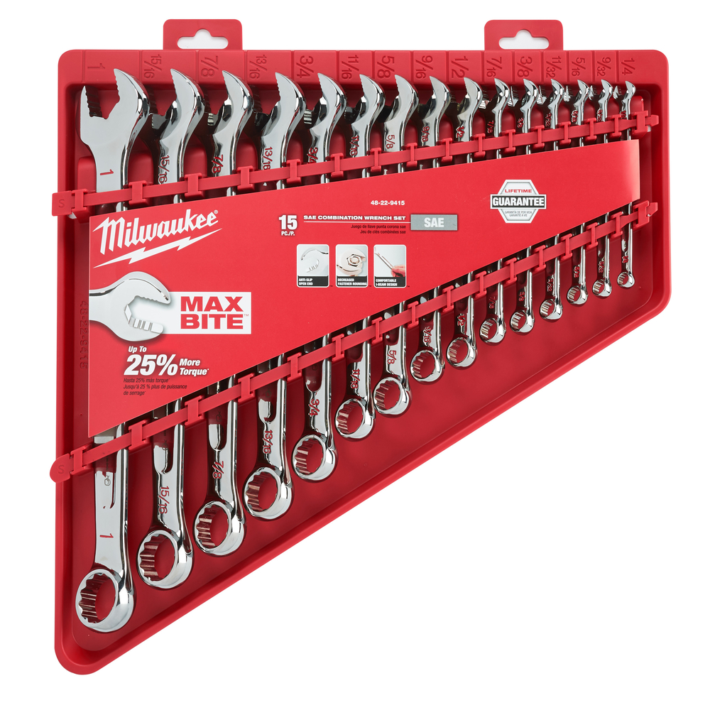 Set de 15 clés à cliquet impériales MILWAUKEE 15pc - 4932464996