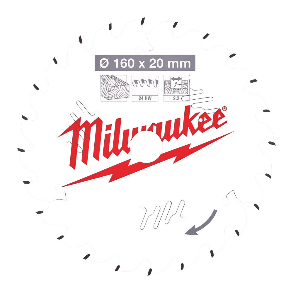 LAME SCIE CIRCULAIRE BOIS 160X20X2,2/24 ALTERNEE MILWAUKEE ACCESSOIRES - 4932471290